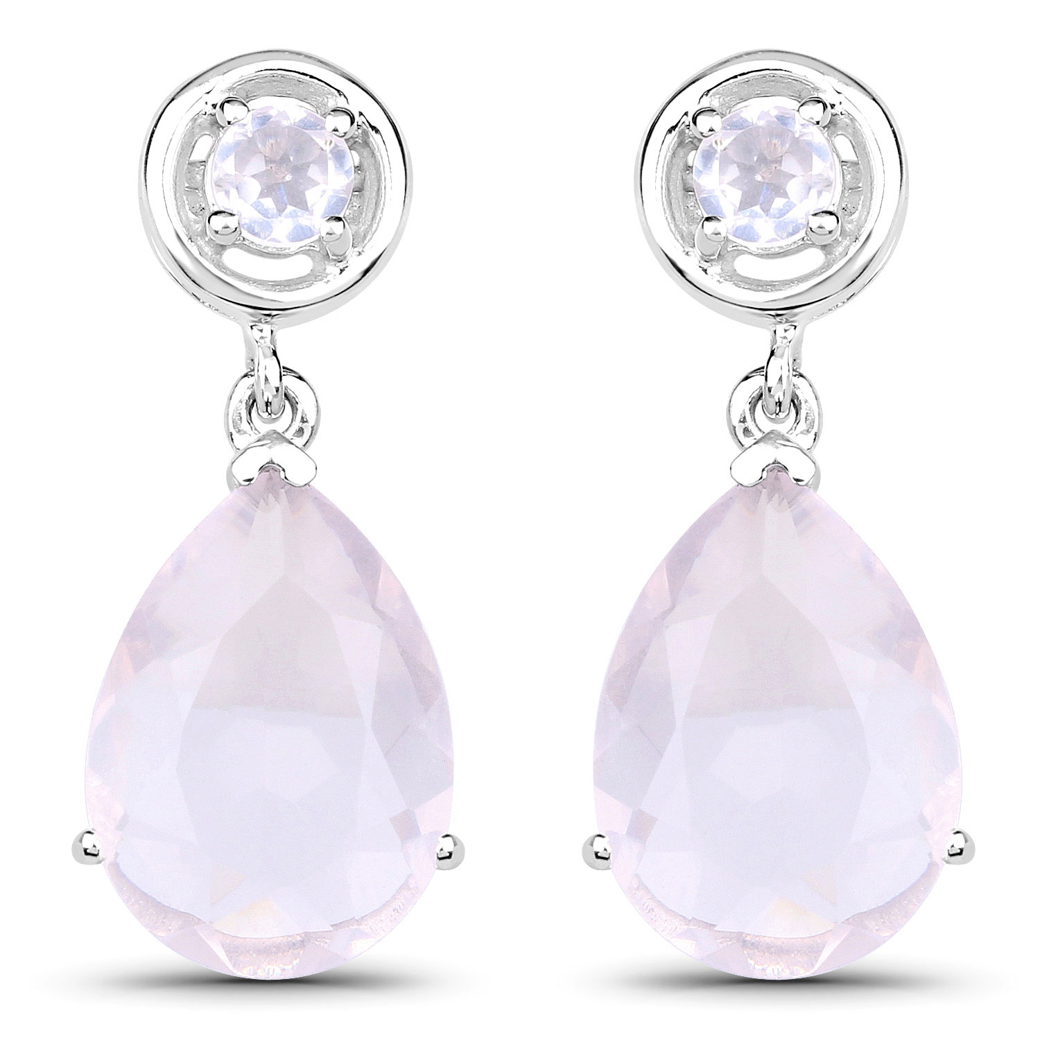 6.80 Carat Genuine Rose Quartz .925 Sterling Silver Earrings