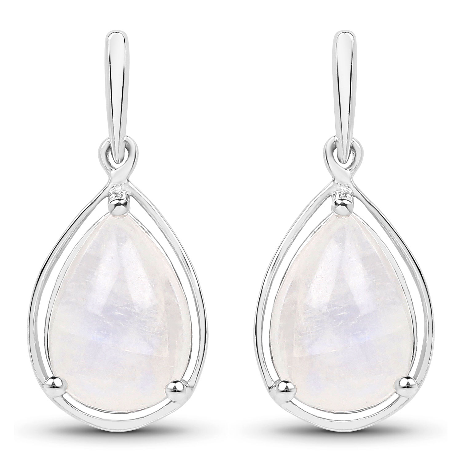 3.49 Carat Genuine White Rainbow Moonstone .925 Sterling Silver Earrings