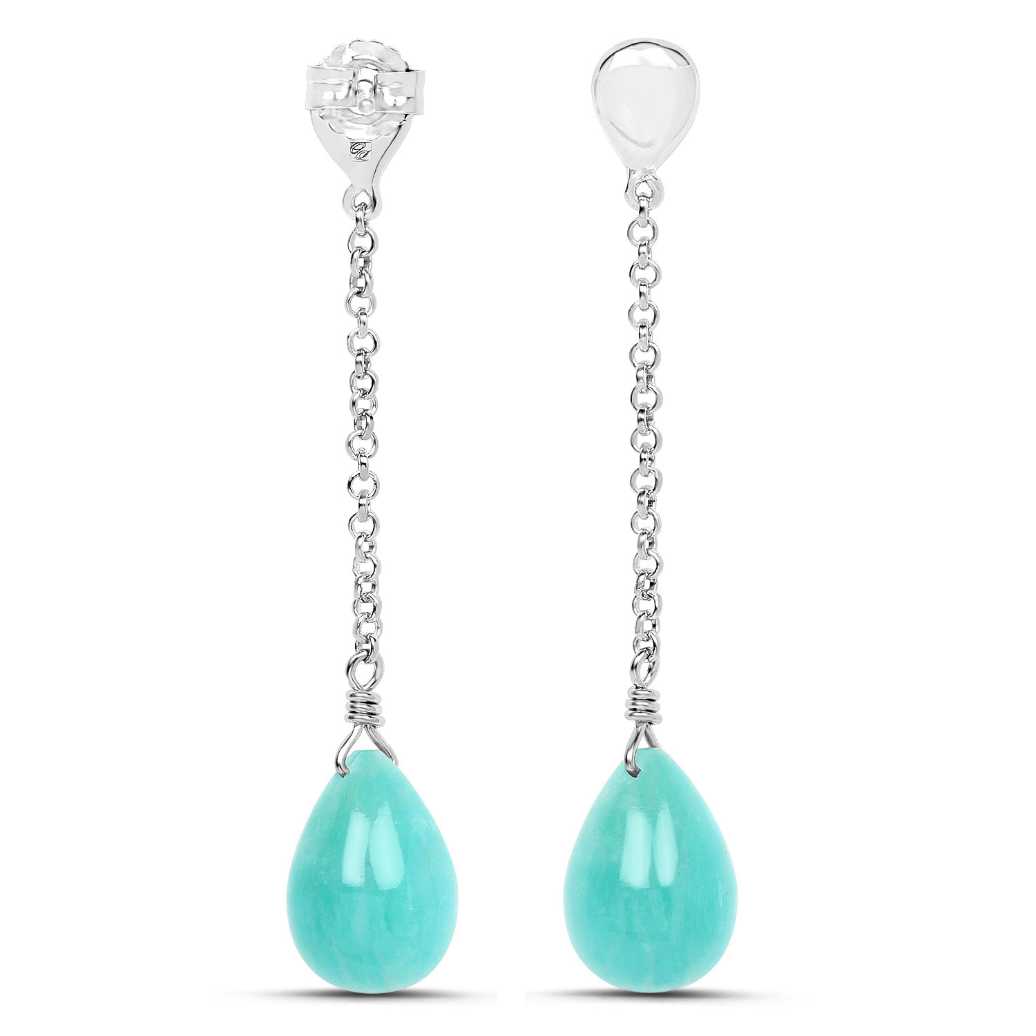 15.59 Carat Genuine Amazonite .925 Sterling Silver Earrings