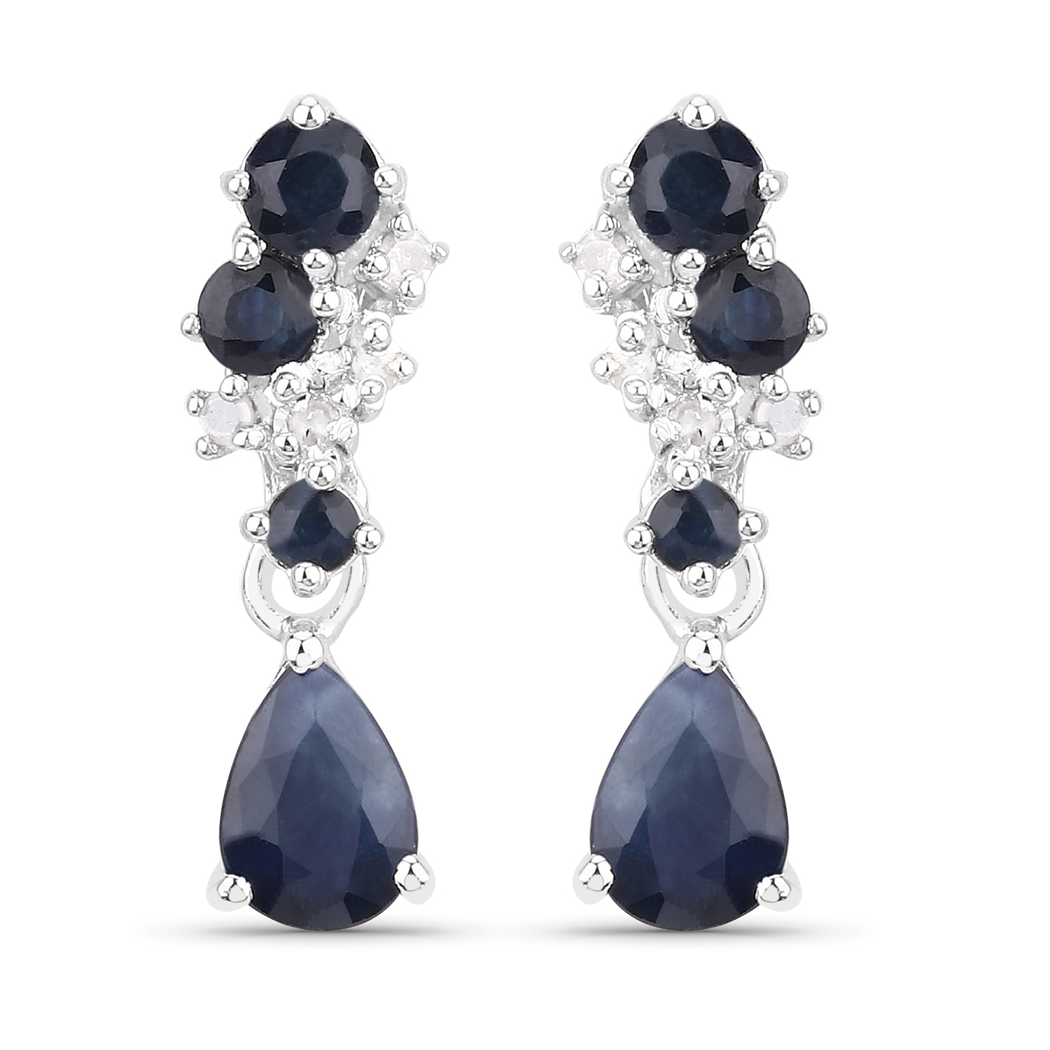 1.41 Carat Genuine Multi Stone .925 Sterling Silver Earrings