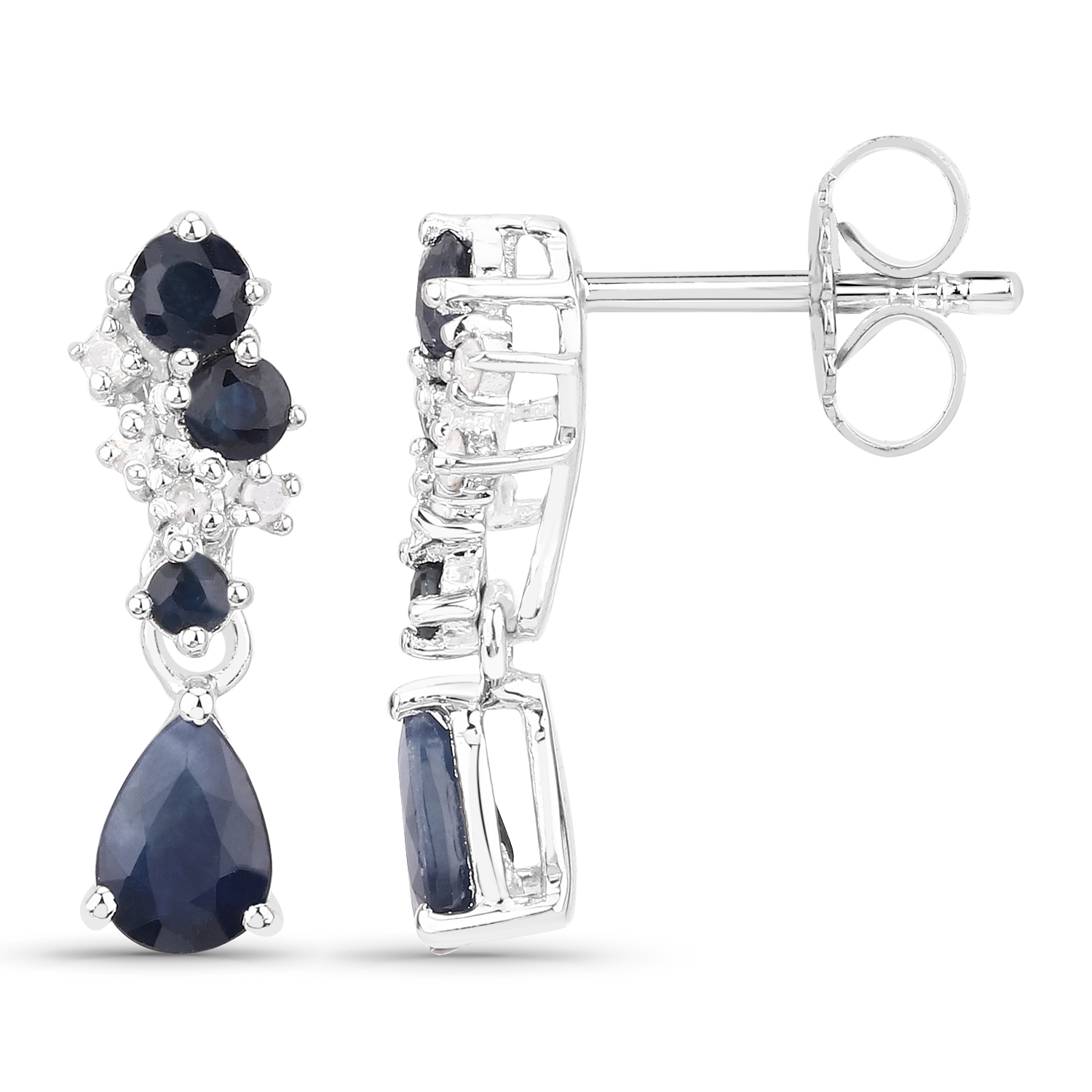 1.41 Carat Genuine Multi Stone .925 Sterling Silver Earrings