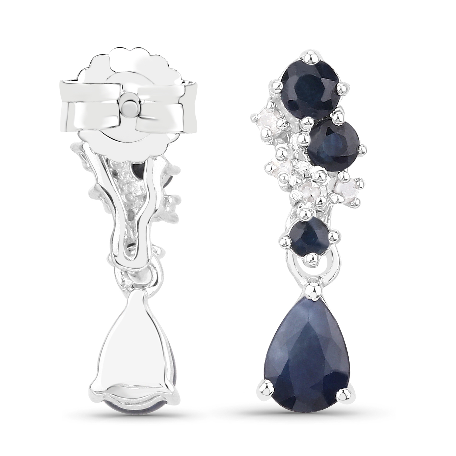 1.41 Carat Genuine Multi Stone .925 Sterling Silver Earrings