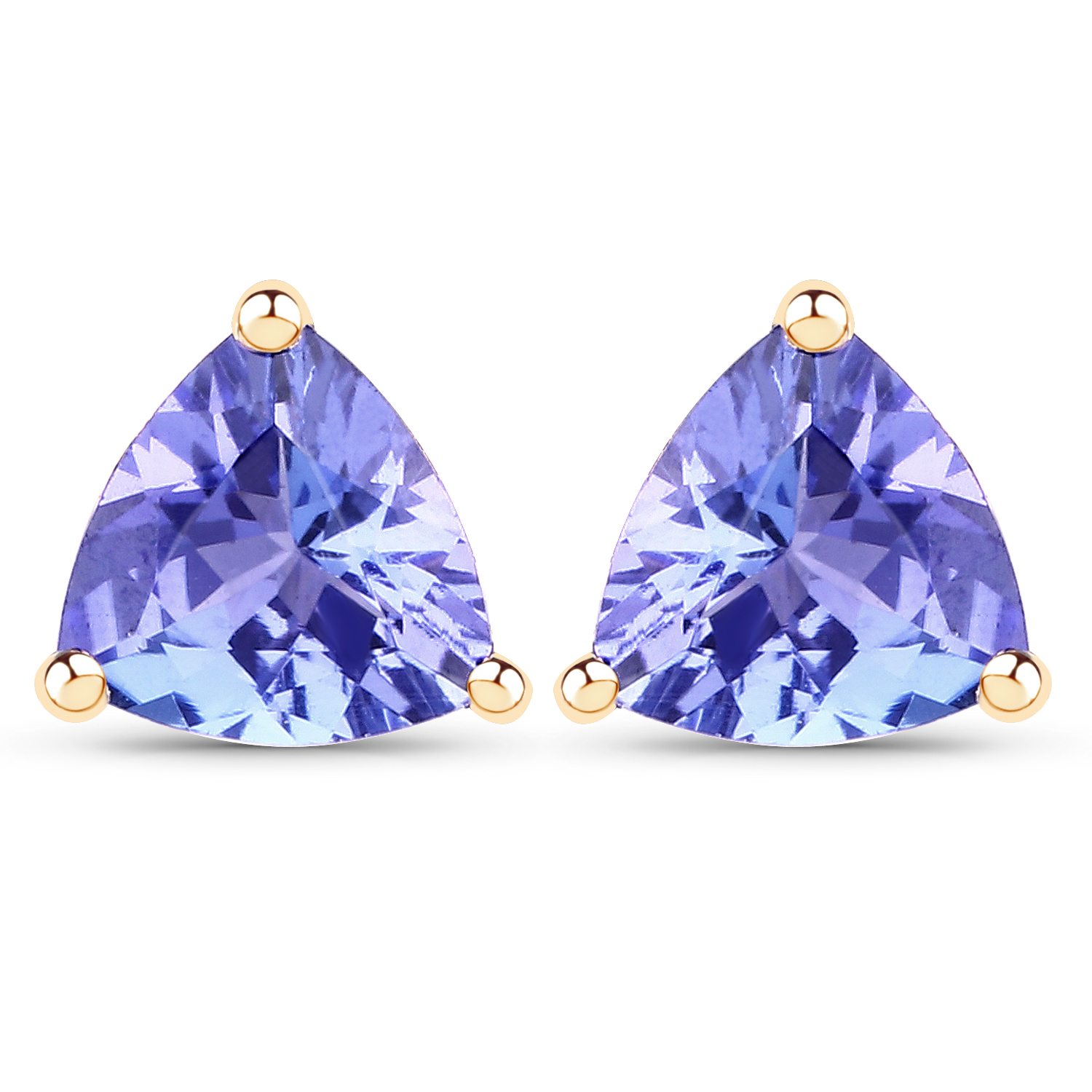 1.74 Carat Genuine Tanzanite 14K Yellow Gold Earrings