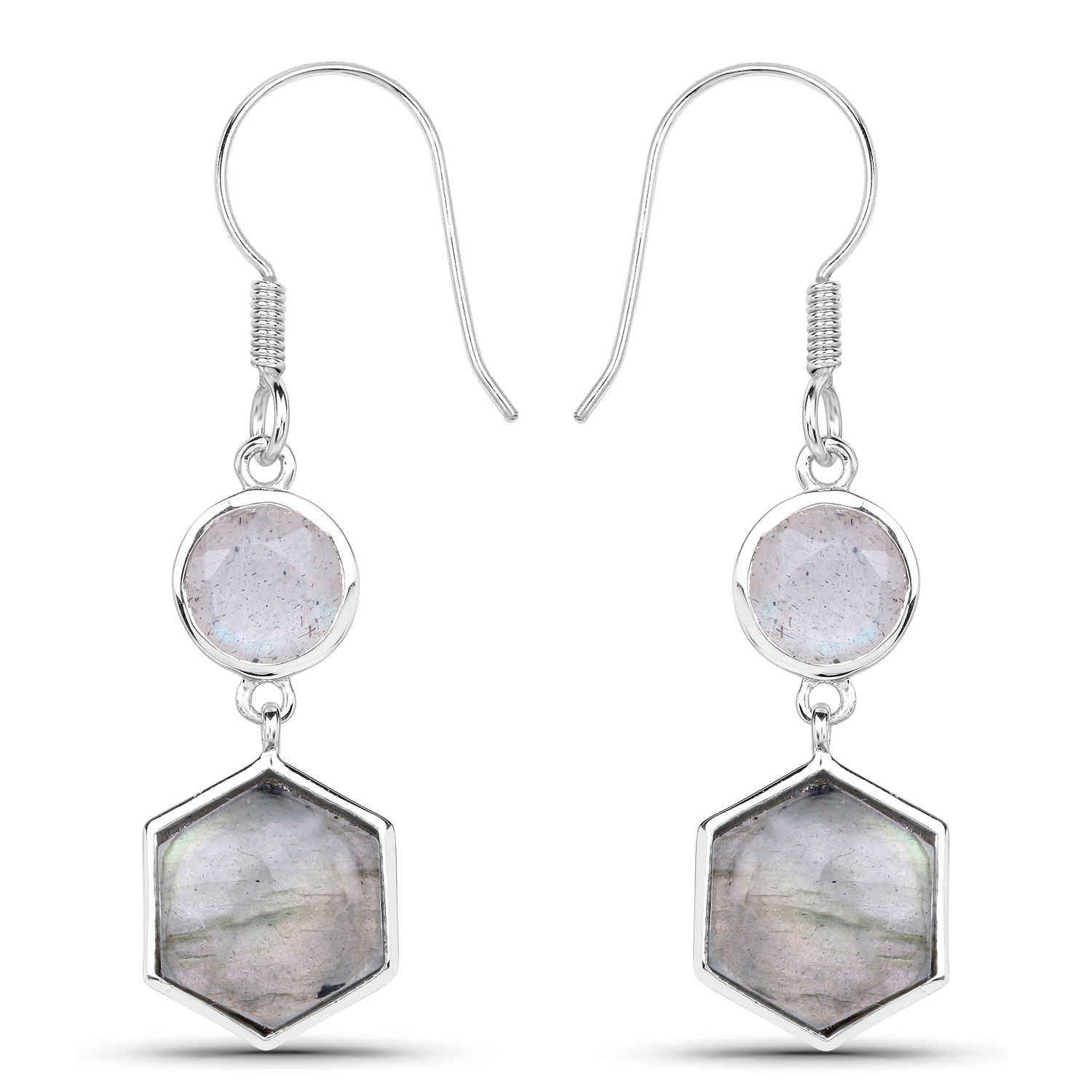 10.74 Carat Genuine Labradorite .925 Sterling Silver Earrings