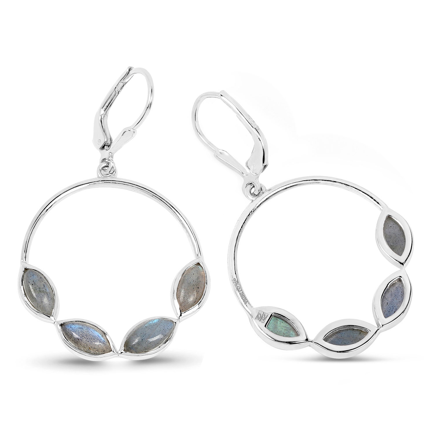 4.18 Carat Genuine Labradorite .925 Sterling Silver Earrings