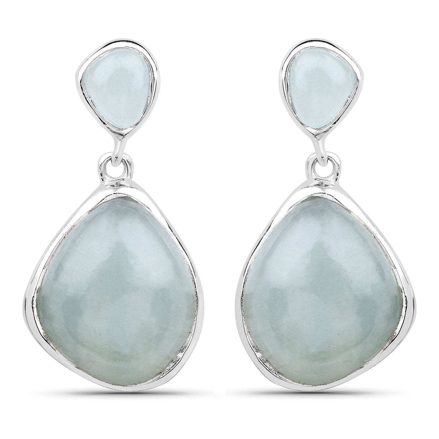 10.17 Carat Genuine Aquamarine .925 Sterling Silver Earrings