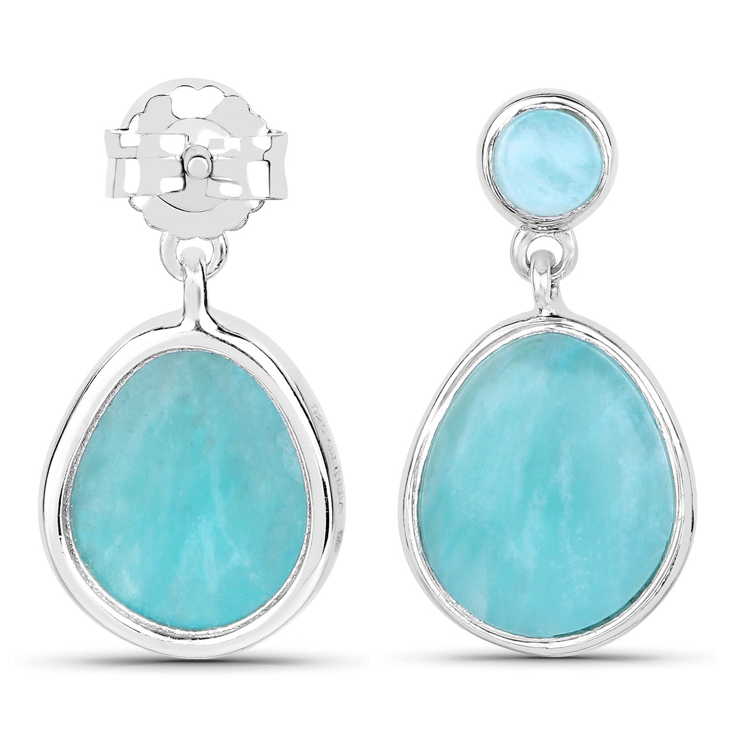 6.39 Carat Genuine Amazonite .925 Sterling Silver Earrings