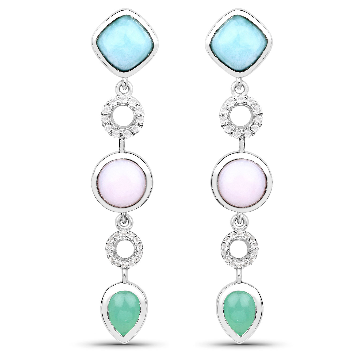 7.07 Carat Genuine Multi Stone .925 Sterling Silver Earrings