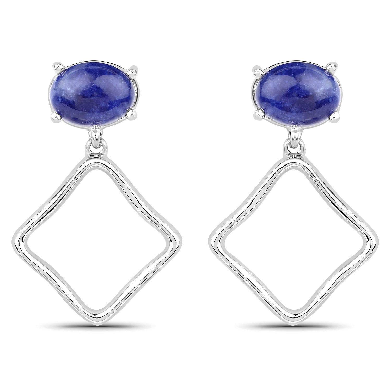 1.89 Carat Genuine Blue Aventurine .925 Sterling Silver Earrings