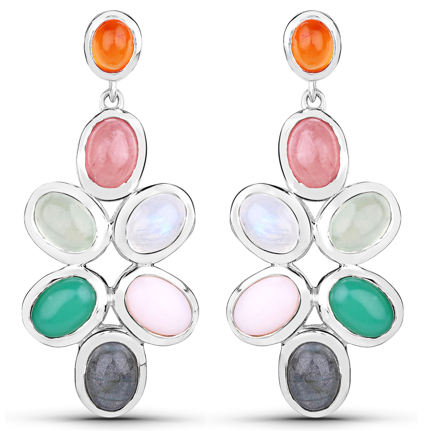 11.54 Carat Genuine Multi Stone .925 Sterling Silver Earrings