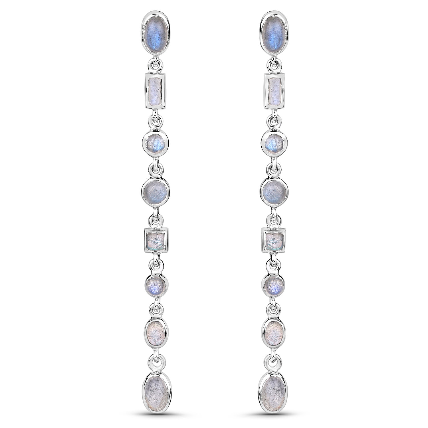 4.32 Carat Genuine Labradorite .925 Sterling Silver Earrings