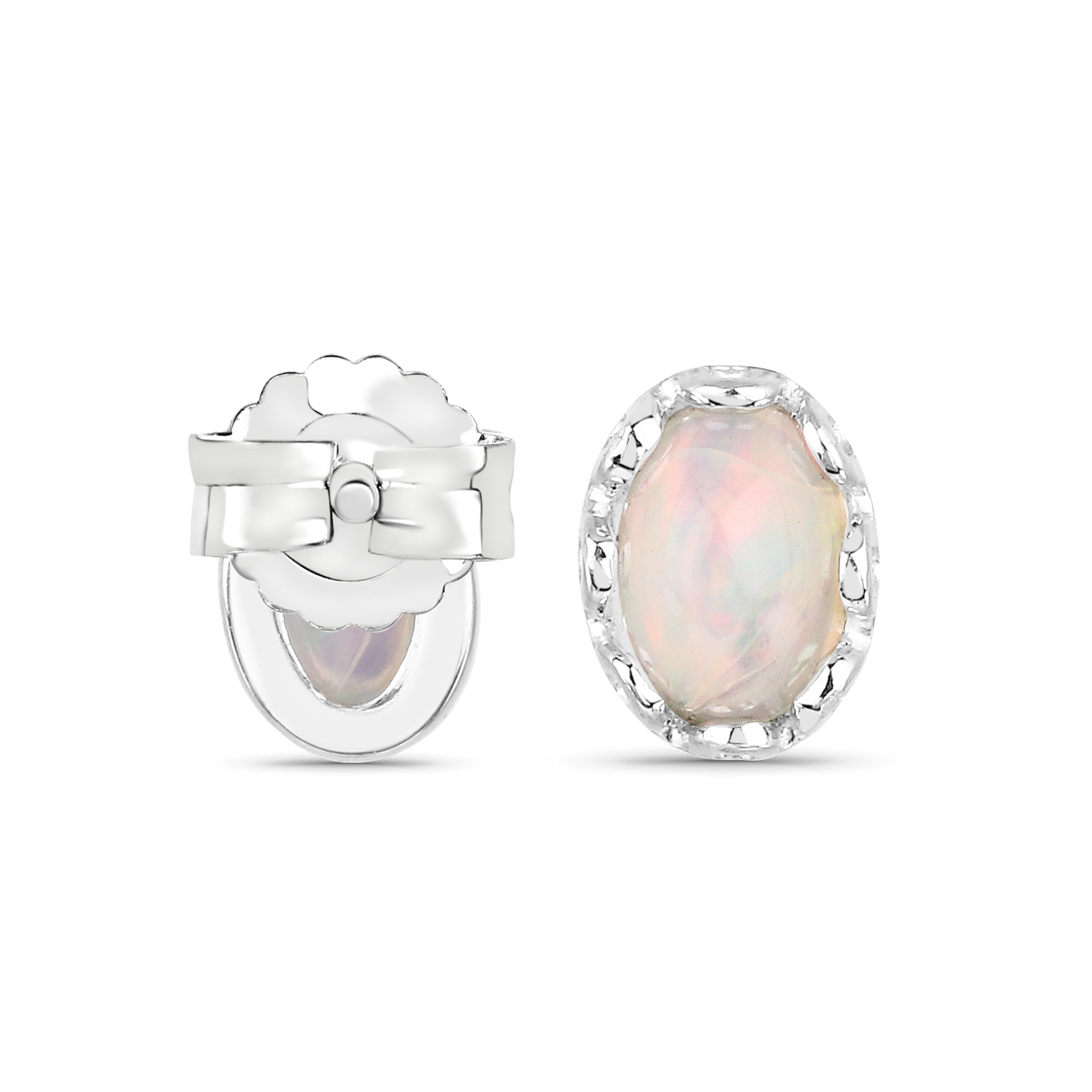 0.54 Carat Genuine Ethiopian Opal .925 Sterling Silver Earrings