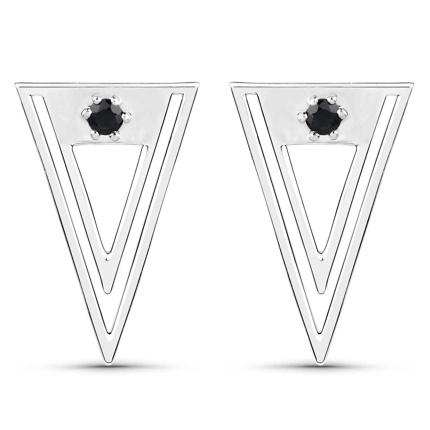 0.24 Carat Genuine Blue Sapphire .925 Sterling Silver Earrings