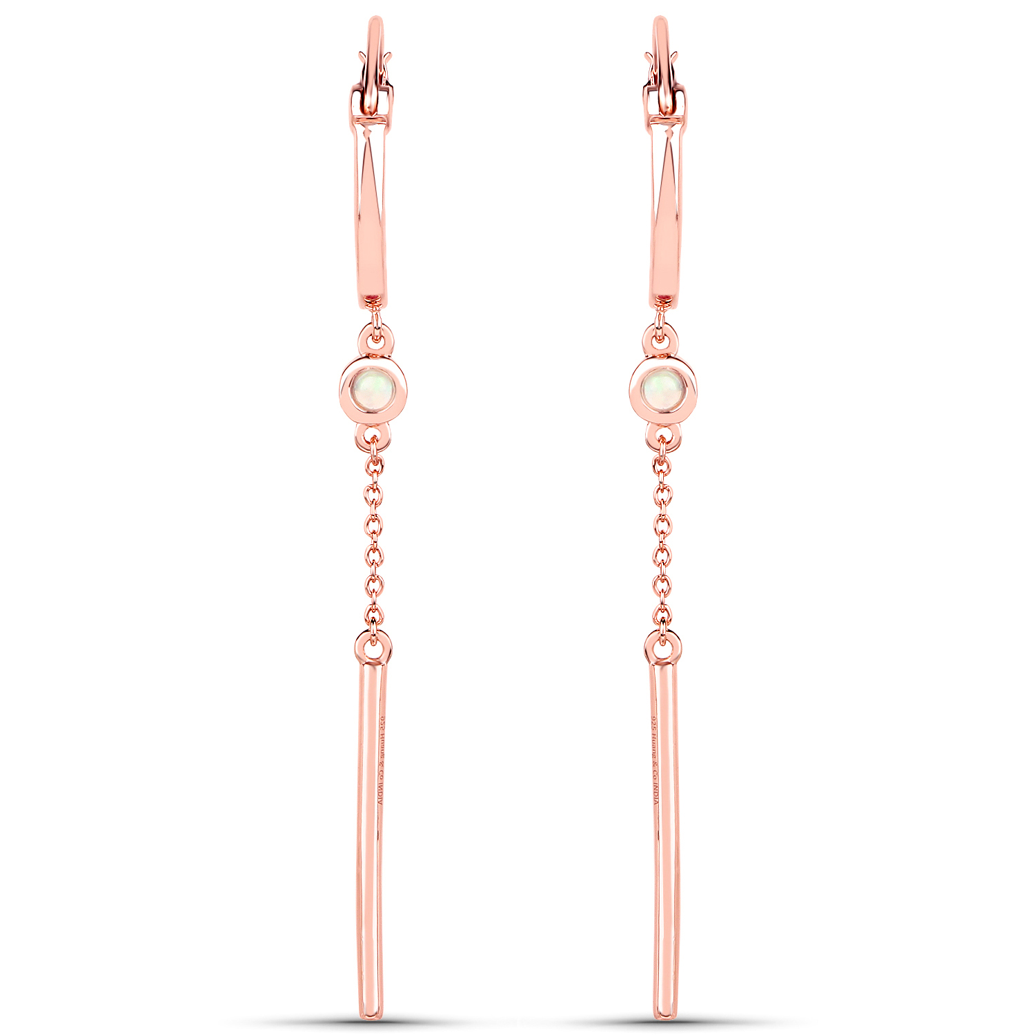 18K Rose Gold Plated 0.16 Carat Genuine Ethiopian Opal .925 Sterling Silver Earrings
