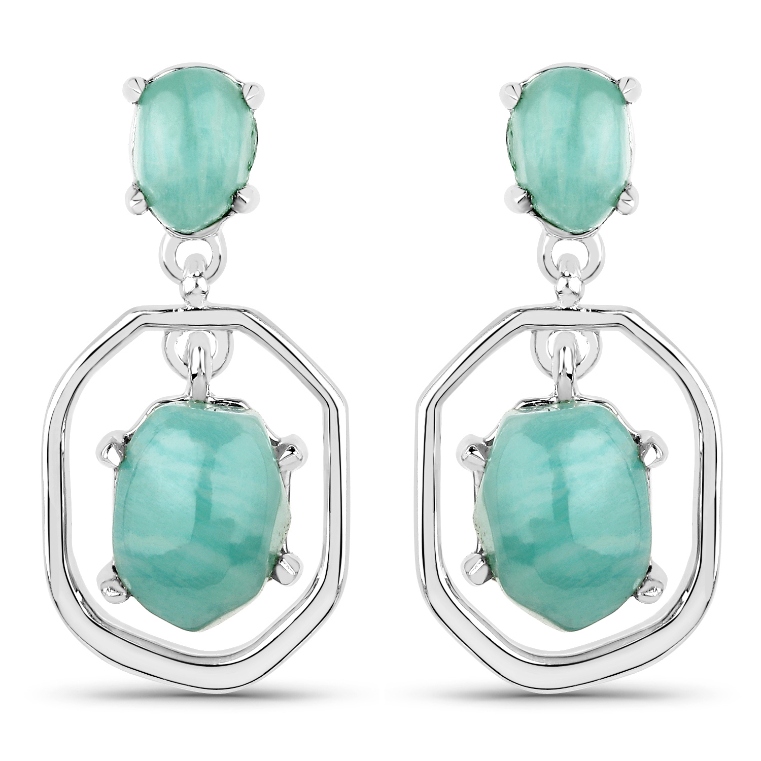 4.64 Carat Genuine Amazonite .925 Sterling Silver Earrings
