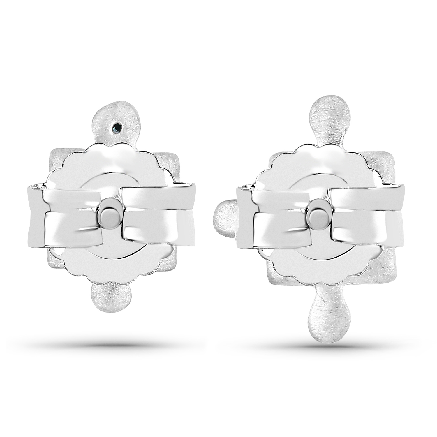 0.01 Carat Genuine Blue Diamond .925 Sterling Silver Earrings