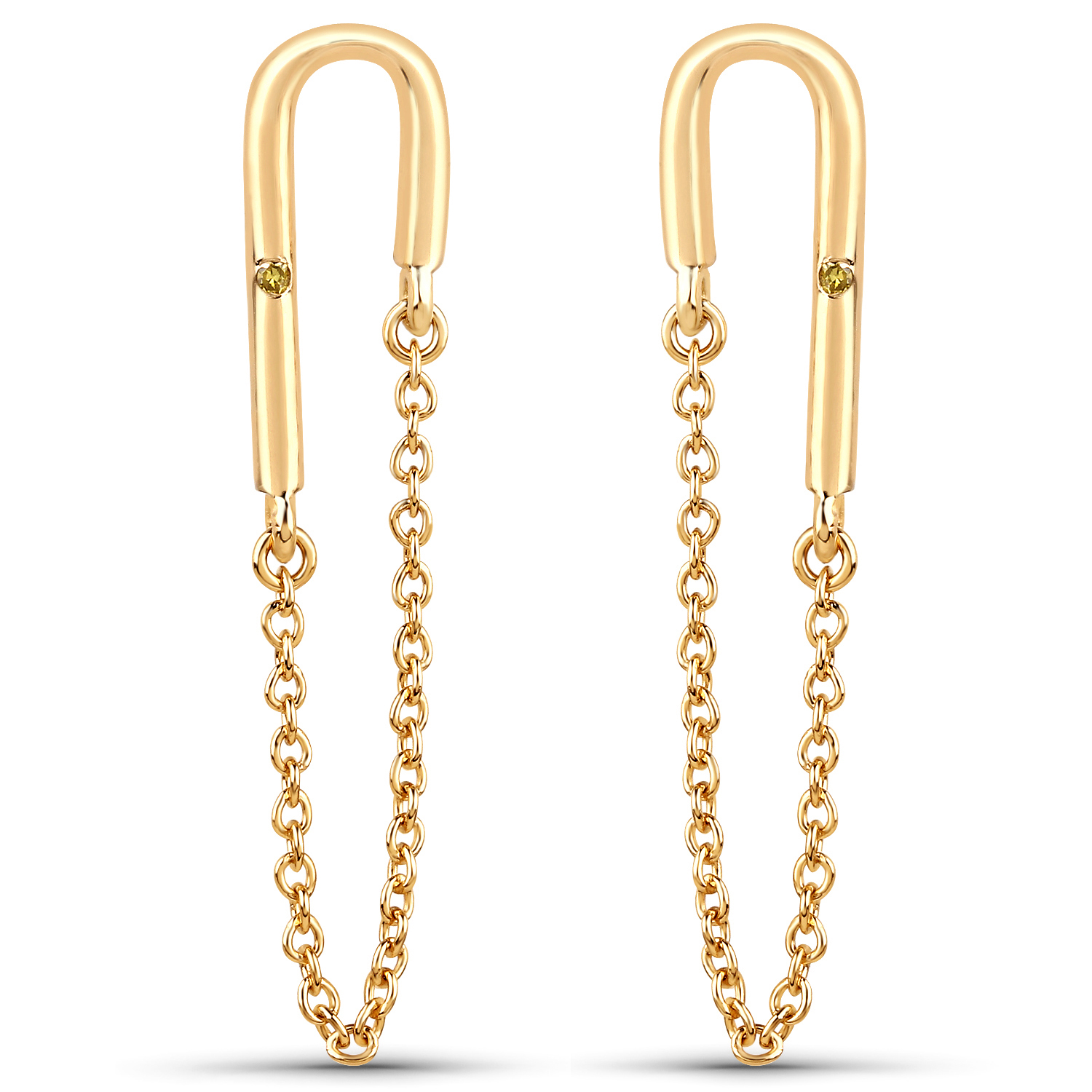 14K Yellow Gold Plated 0.01 Carat Genuine Yellow Diamond .925 Sterling Silver Earrings