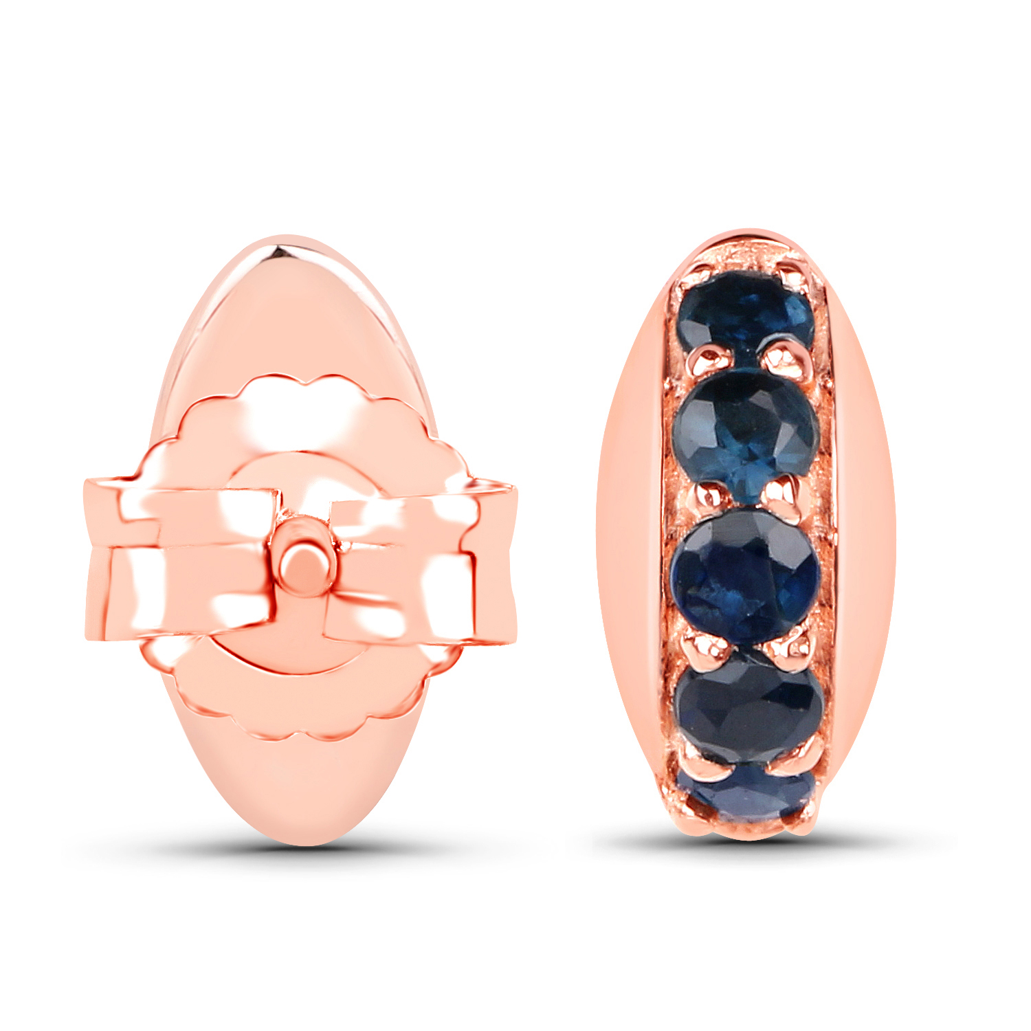 18K Rose Gold Plated 0.40 Carat Genuine Blue Sapphire .925 Sterling Silver Earrings