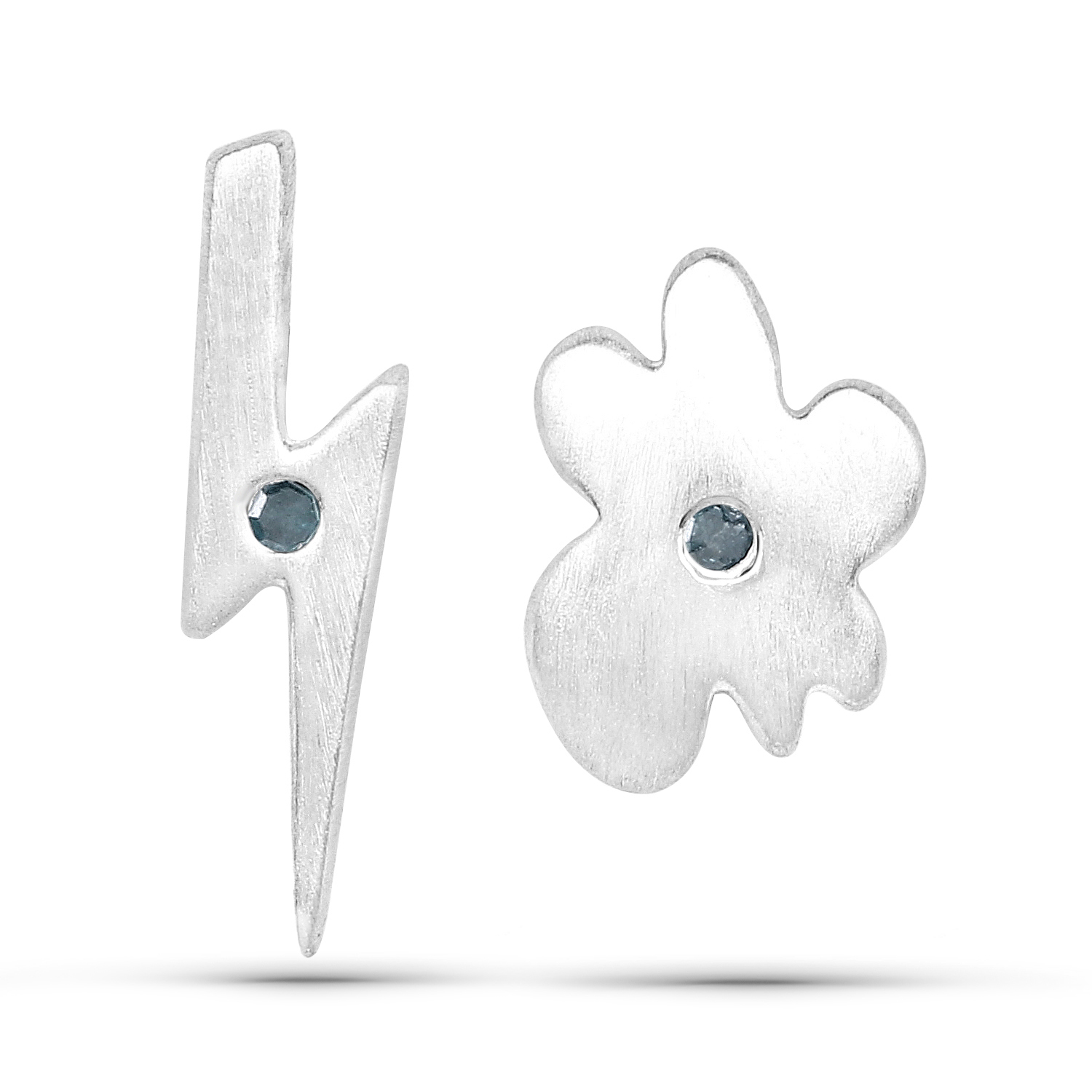 0.02 Carat Genuine Blue Diamond .925 Sterling Silver Earrings