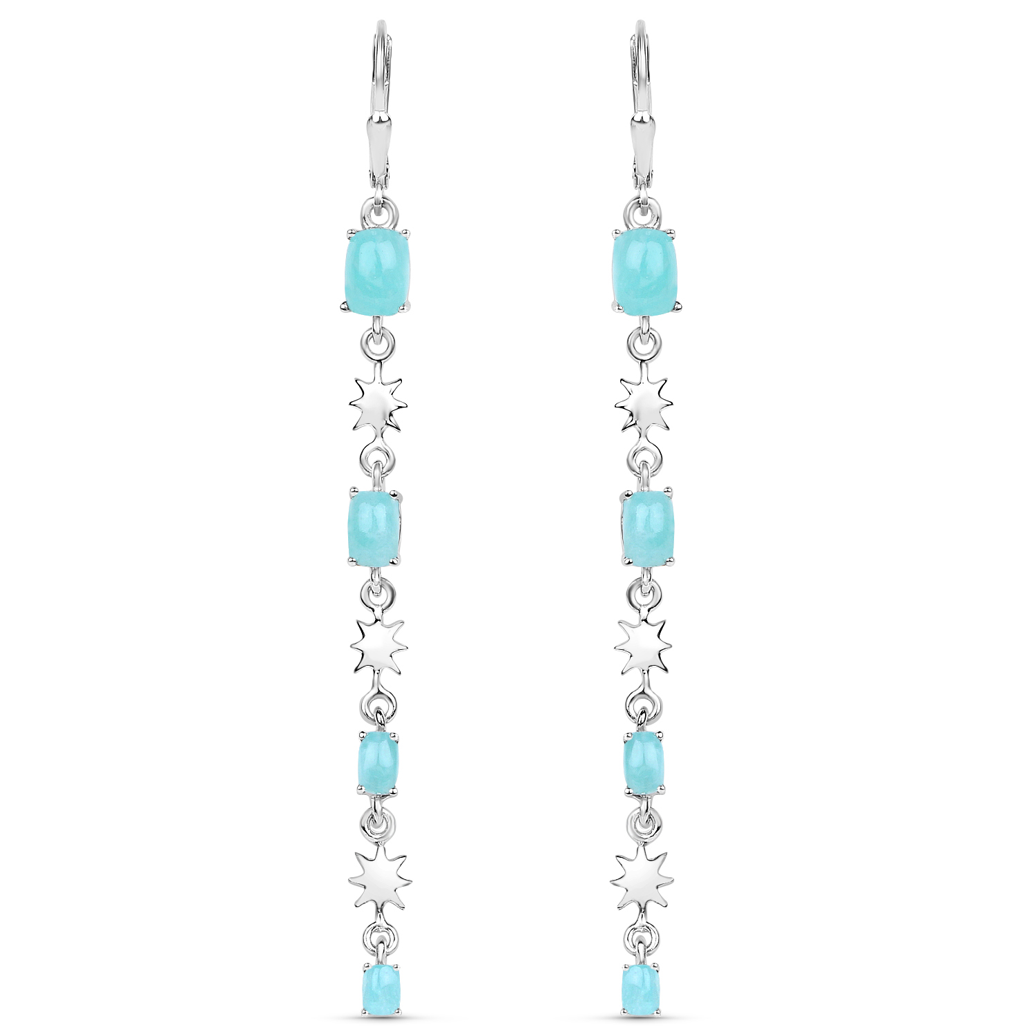 4.54 Carat Genuine Amazonite .925 Sterling Silver Earrings