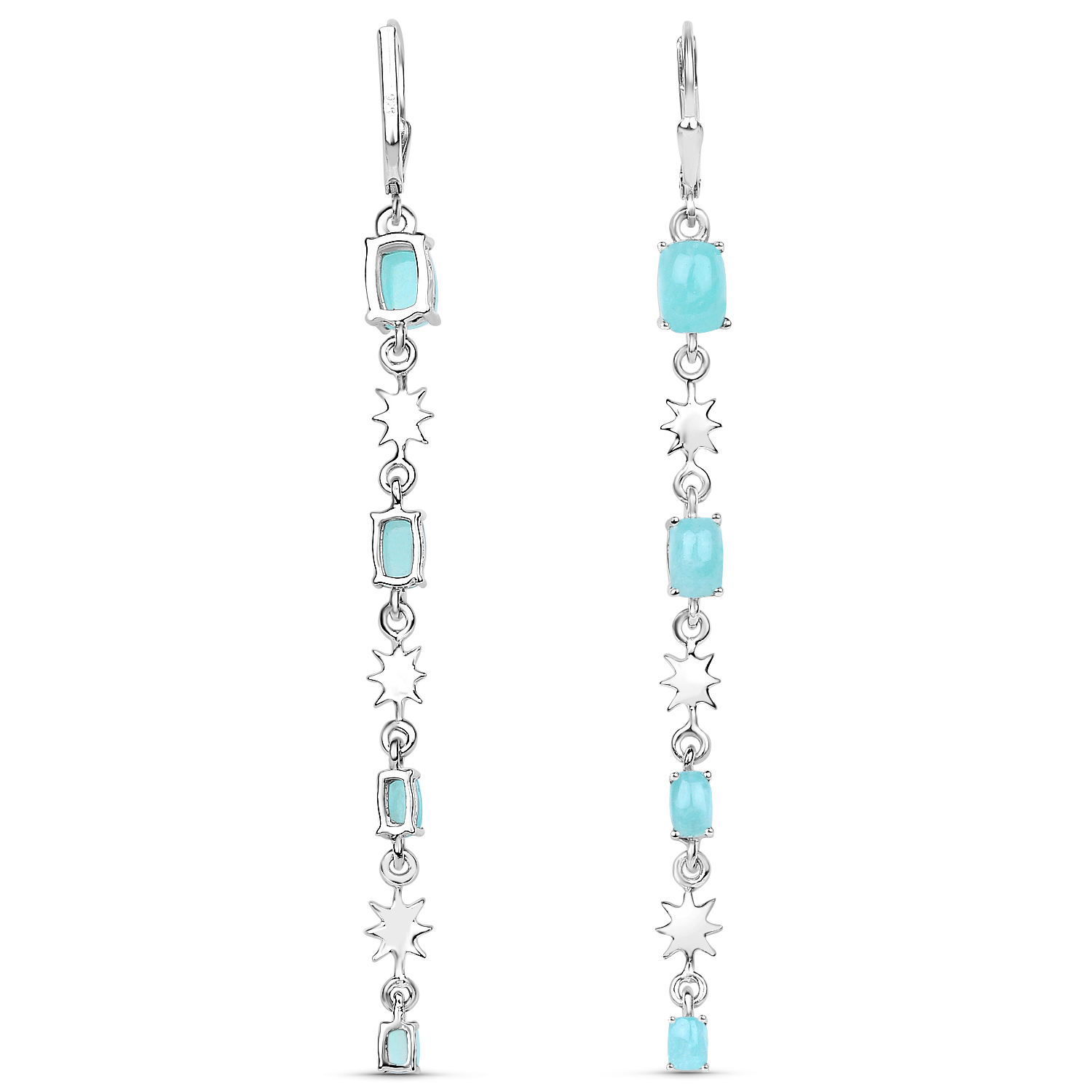 4.54 Carat Genuine Amazonite .925 Sterling Silver Earrings