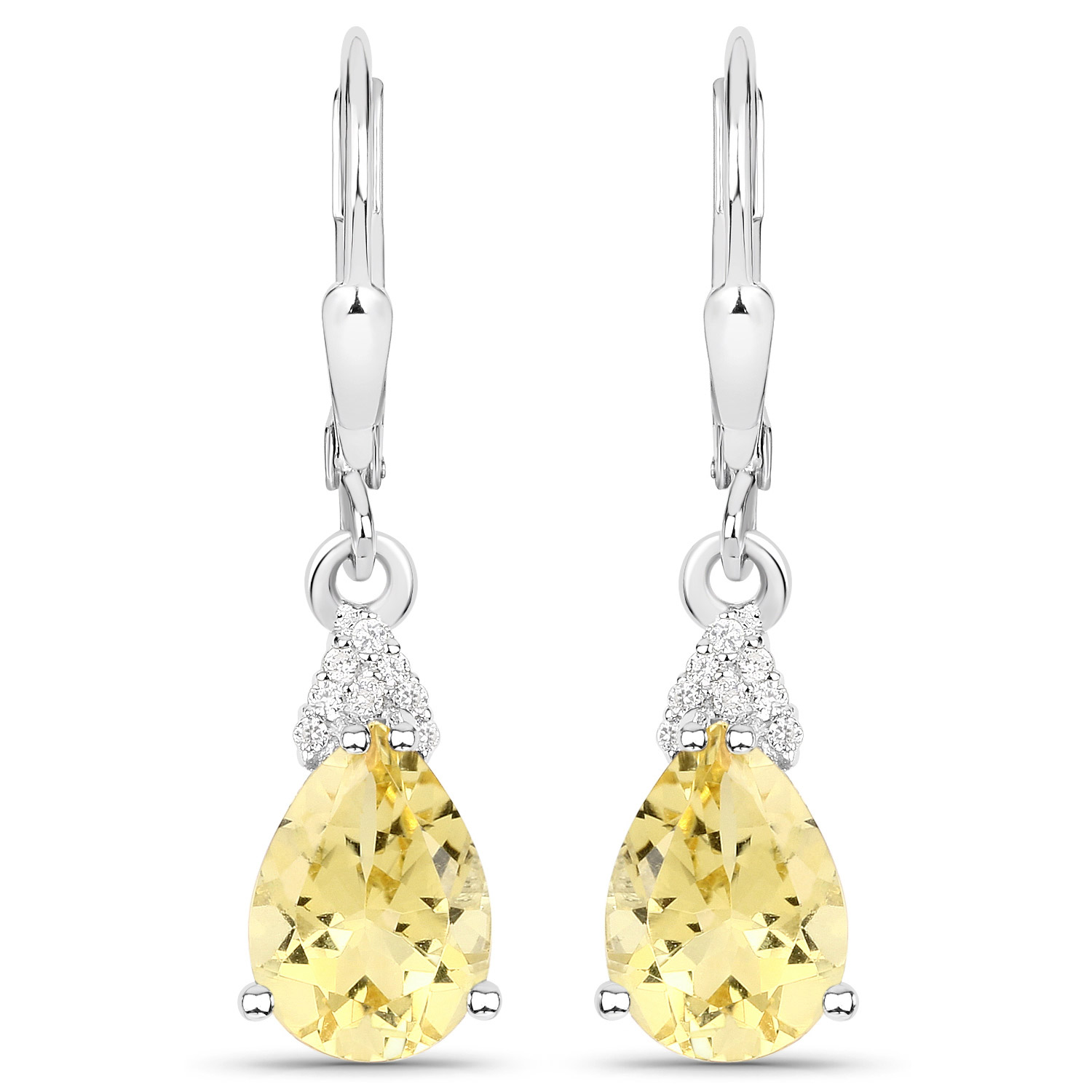 2.80 Carat Genuine Citrine and White Zircon .925 Sterling Silver Earrings