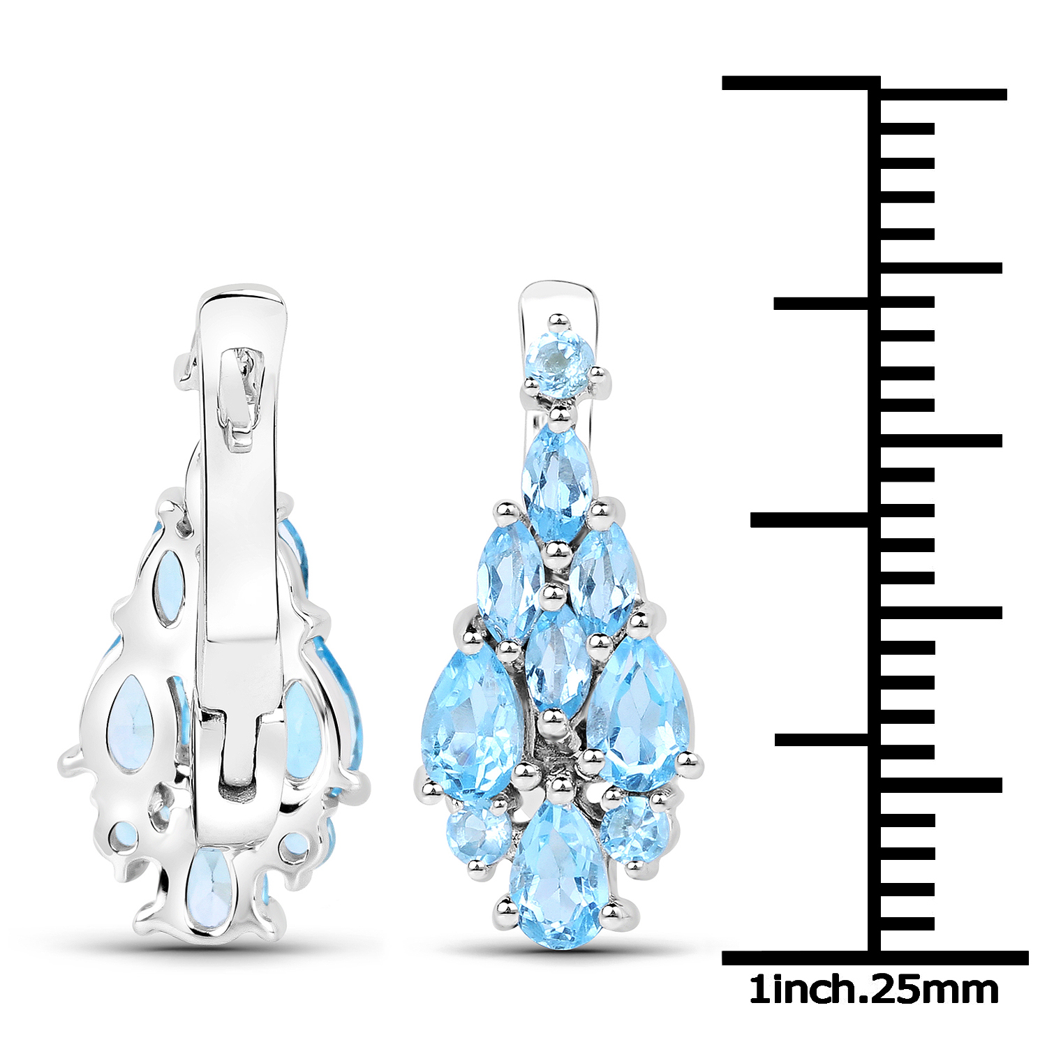 2.42 Carat Genuine Swiss Blue Topaz .925 Sterling Silver Earrings