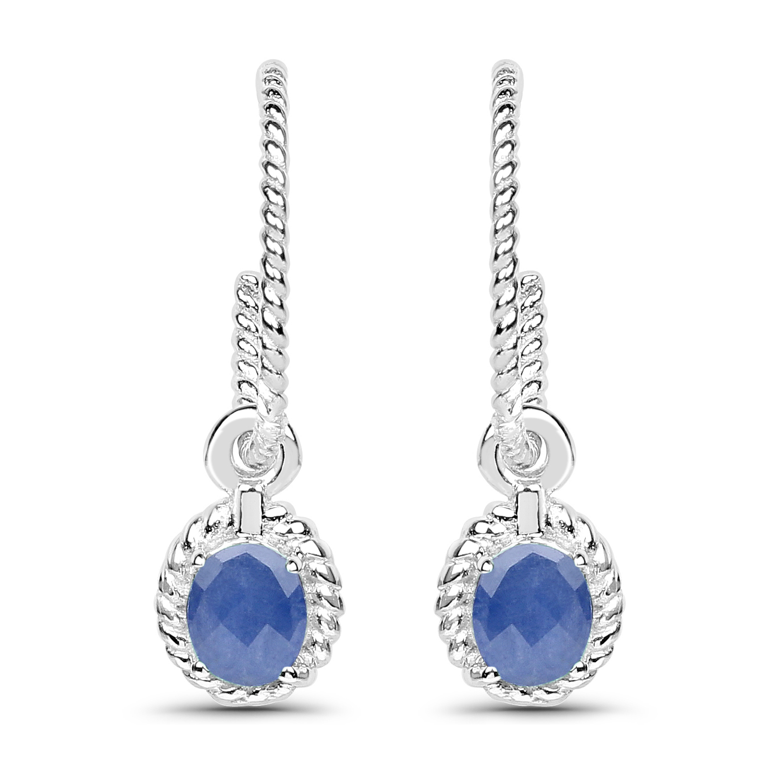 0.69 Carat Genuine Blue Sapphire .925 Sterling Silver Earrings