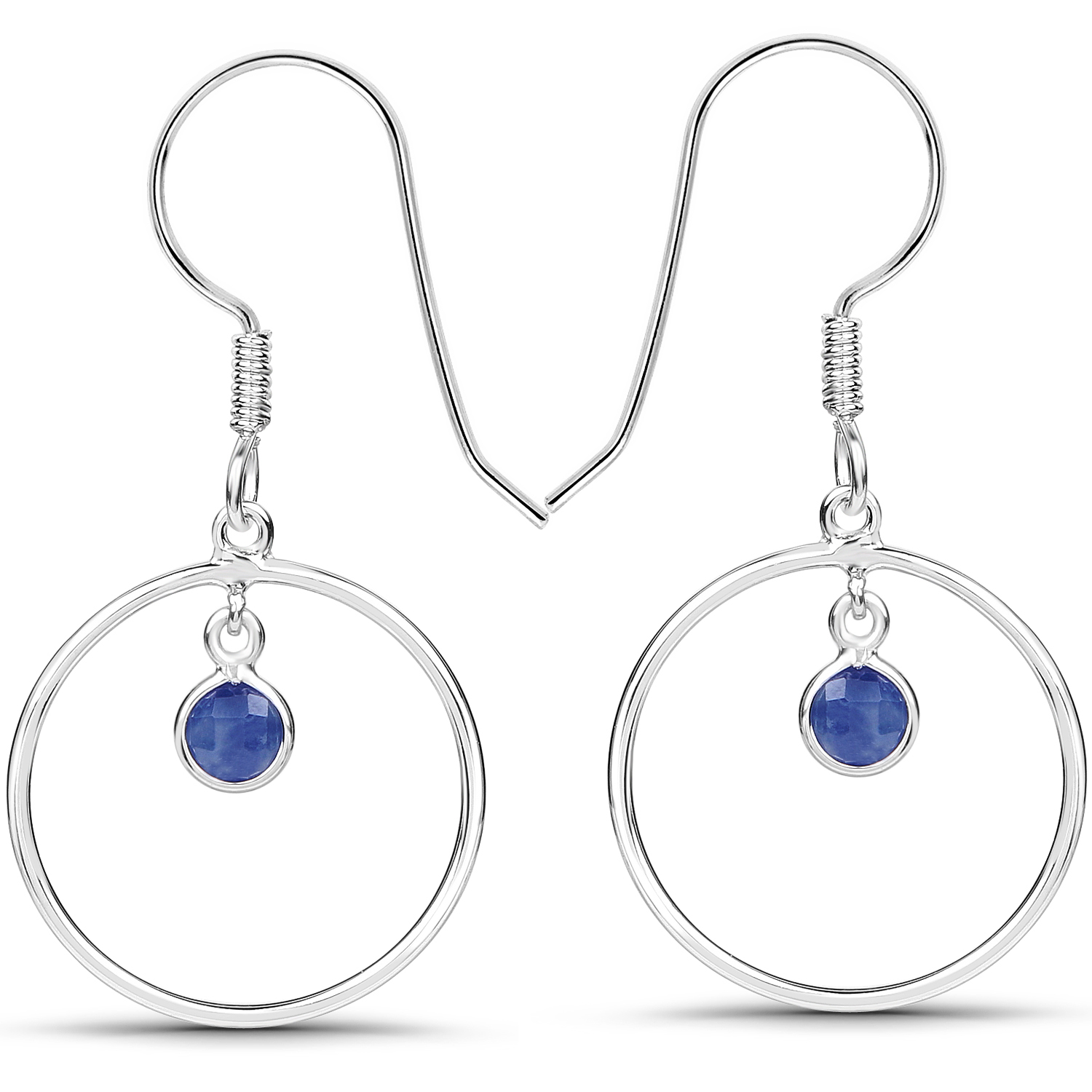 0.80 Carat Genuine Blue Sapphire .925 Sterling Silver Earrings