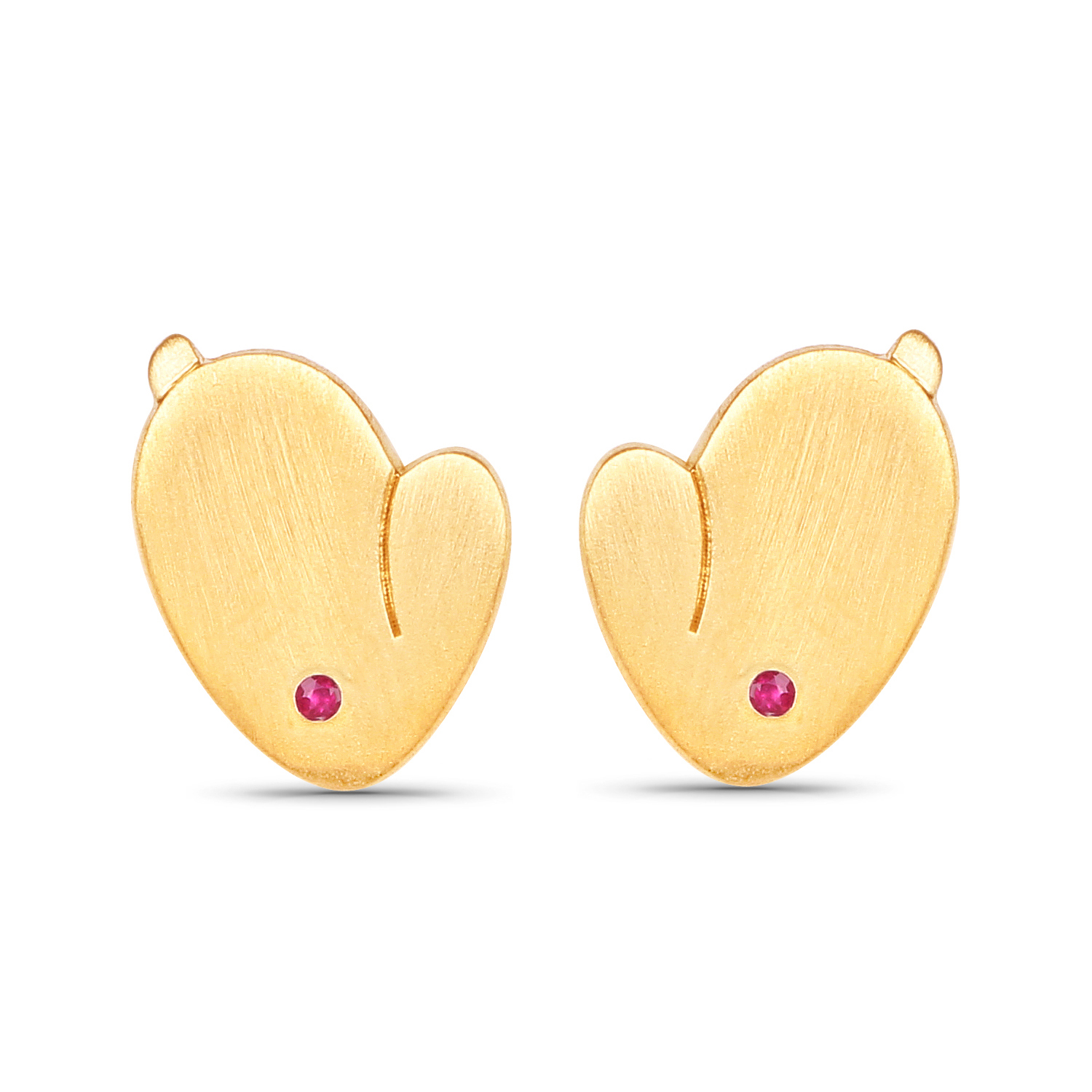 18K Yellow Gold Plated 0.02 Carat Genuine Ruby .925 Sterling Silver Earrings