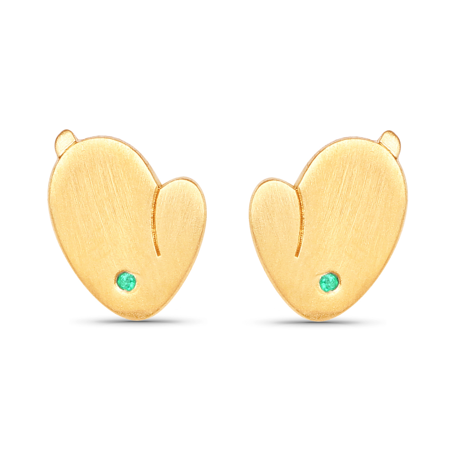 18K Yellow Gold Plated 0.01 Carat Genuine Zambian Emerald .925 Sterling Silver Earrings