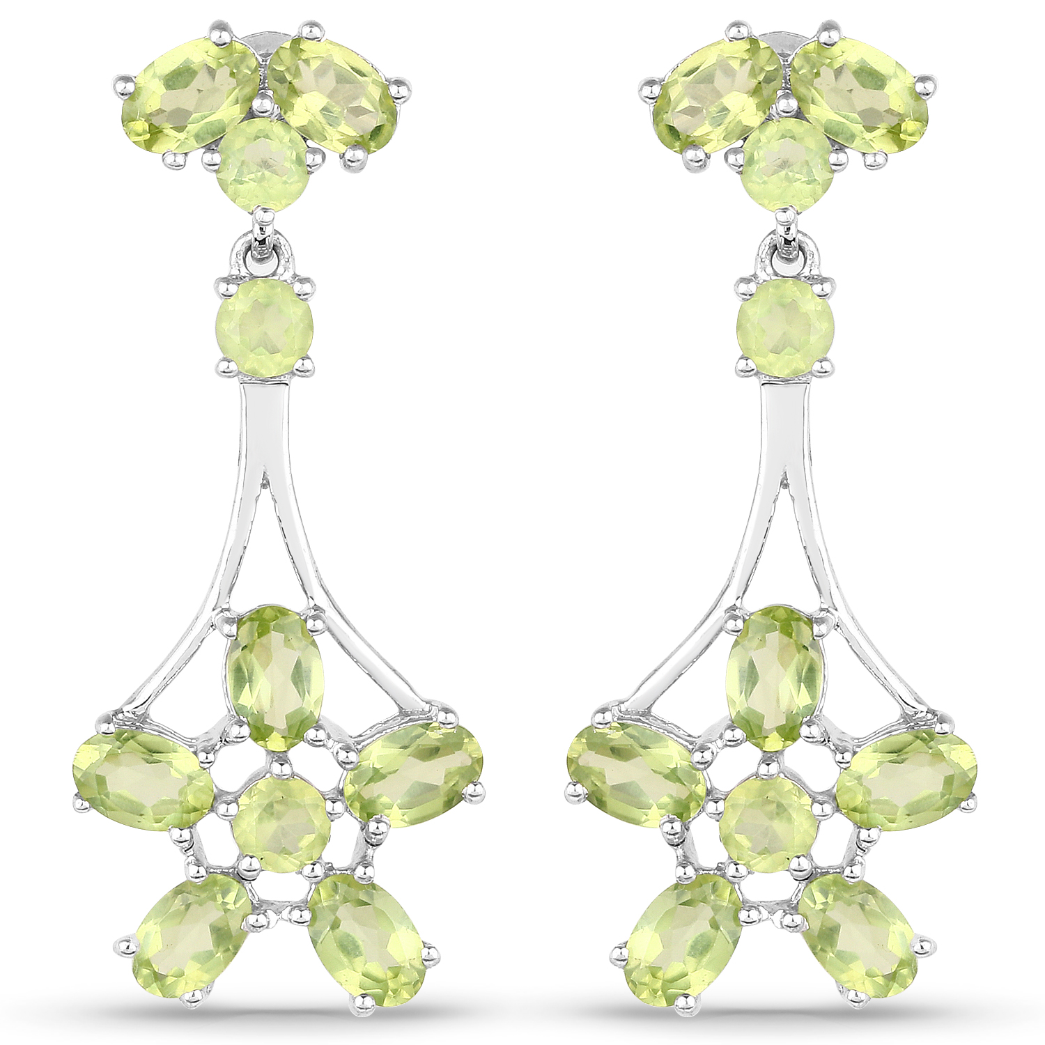 8.43 Carat Genuine Peridot .925 Sterling Silver Earrings