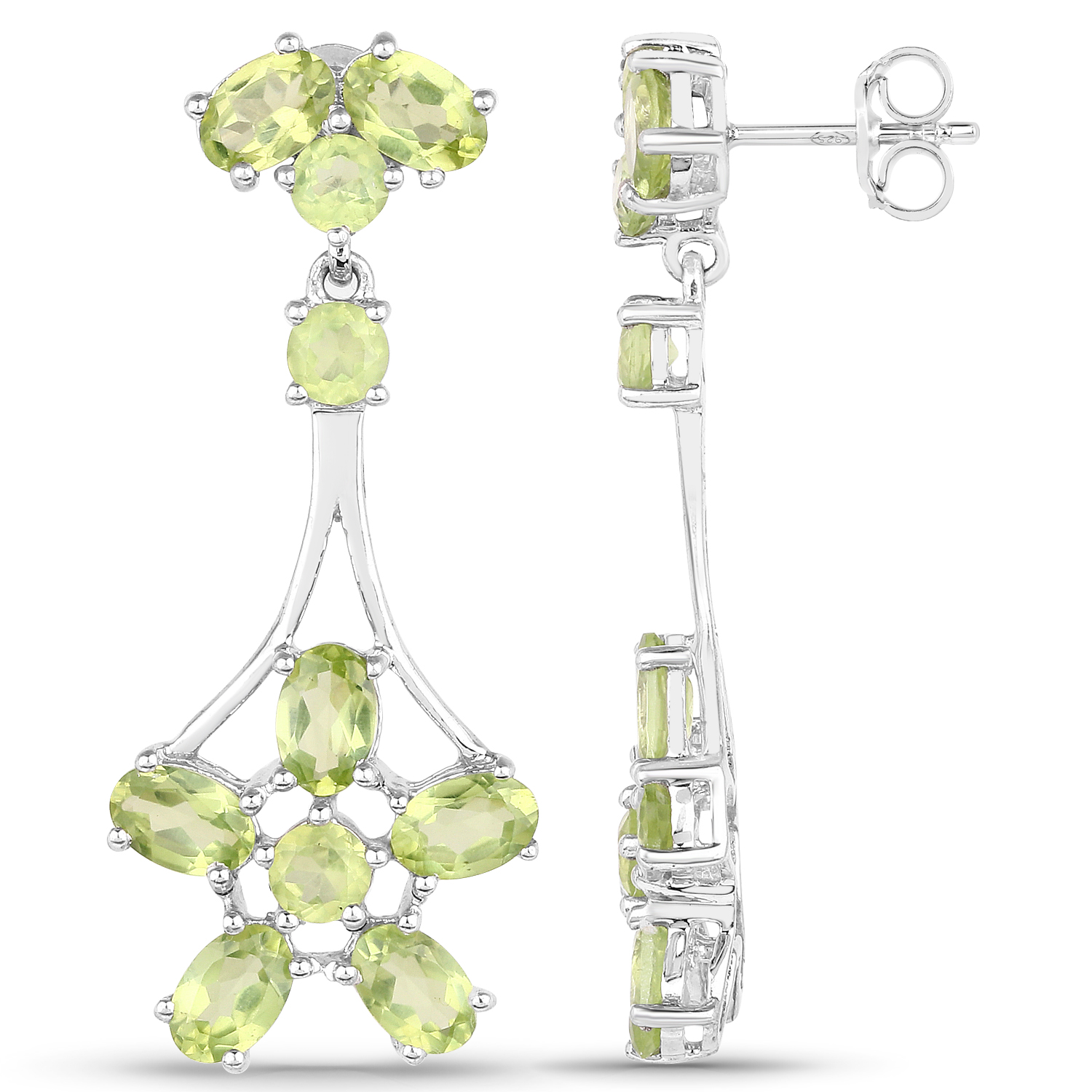 8.43 Carat Genuine Peridot .925 Sterling Silver Earrings