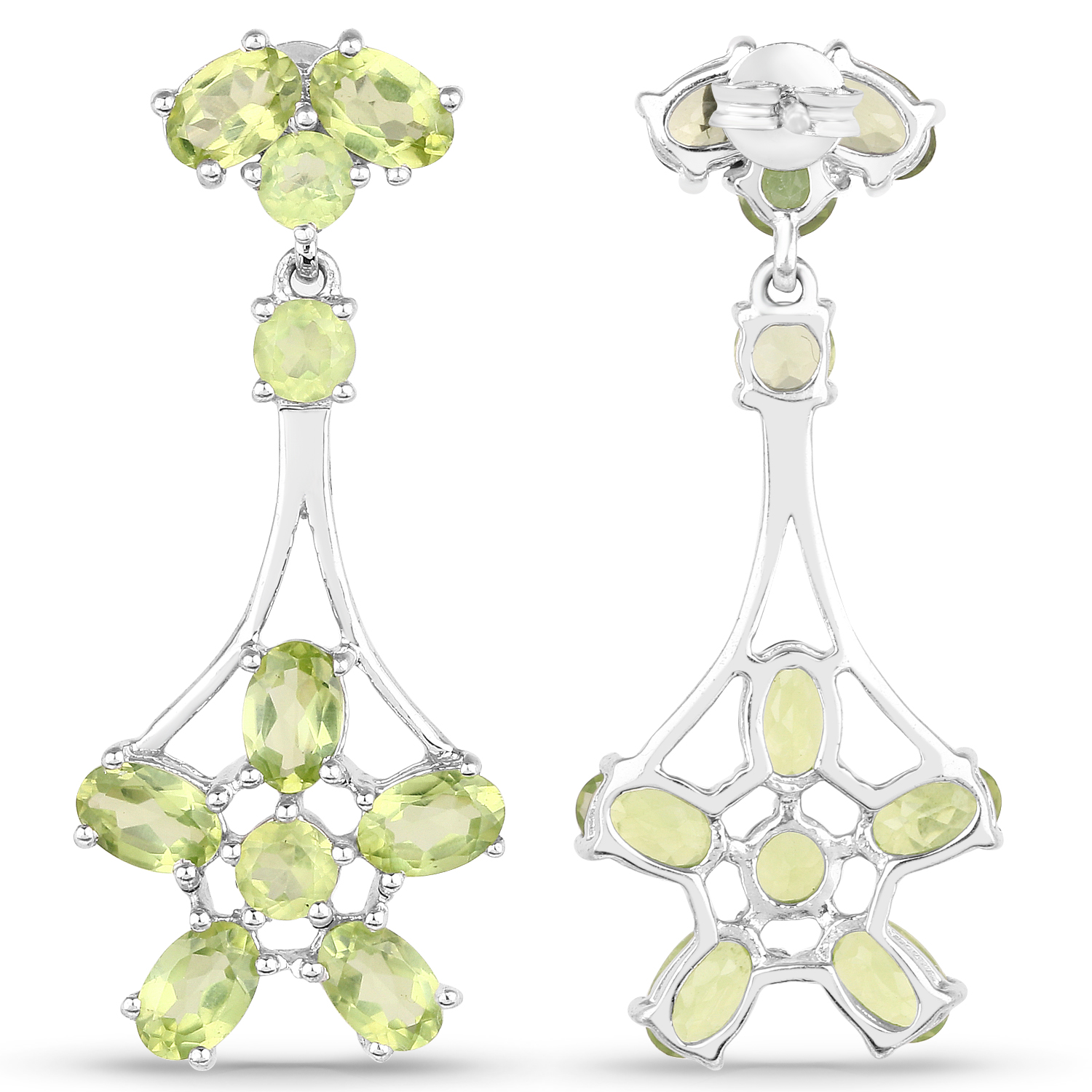 8.43 Carat Genuine Peridot .925 Sterling Silver Earrings