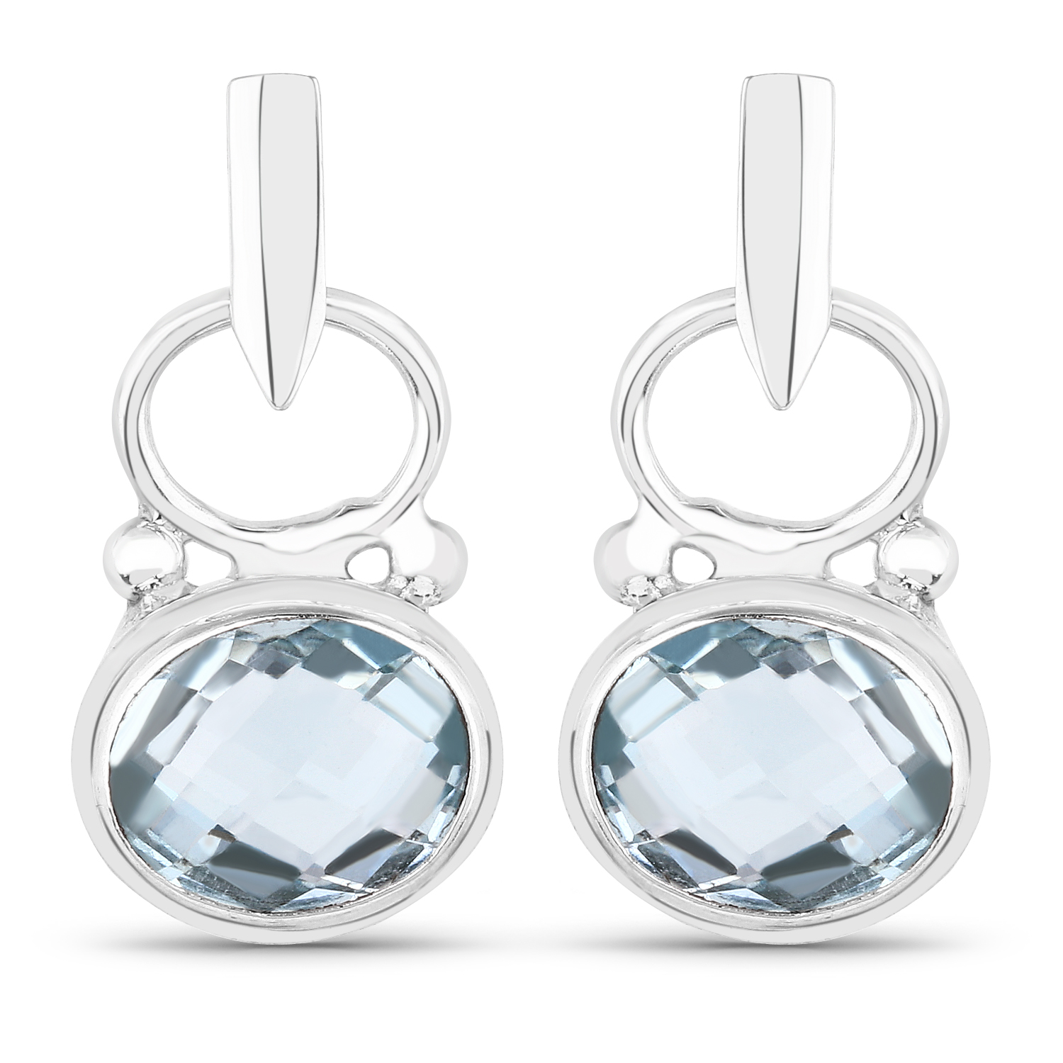 8.00 Carat Genuine Blue Topaz .925 Sterling Silver Earrings