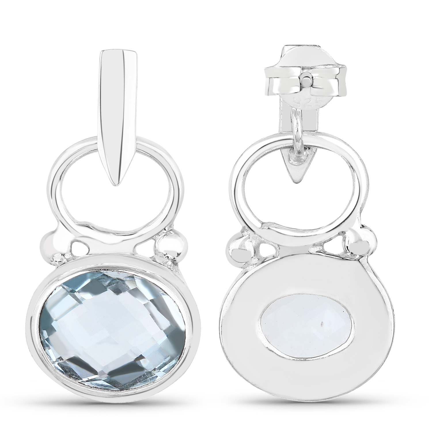 8.00 Carat Genuine Blue Topaz .925 Sterling Silver Earrings