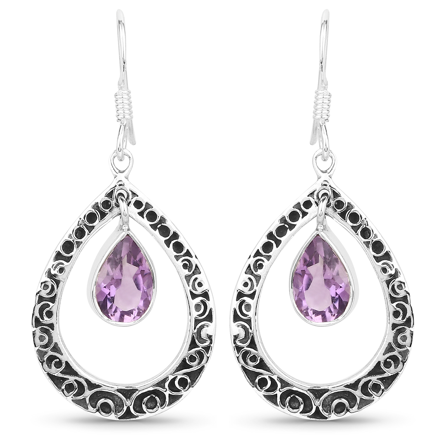 2.20 Carat Genuine Amethyst .925 Sterling Silver Earrings