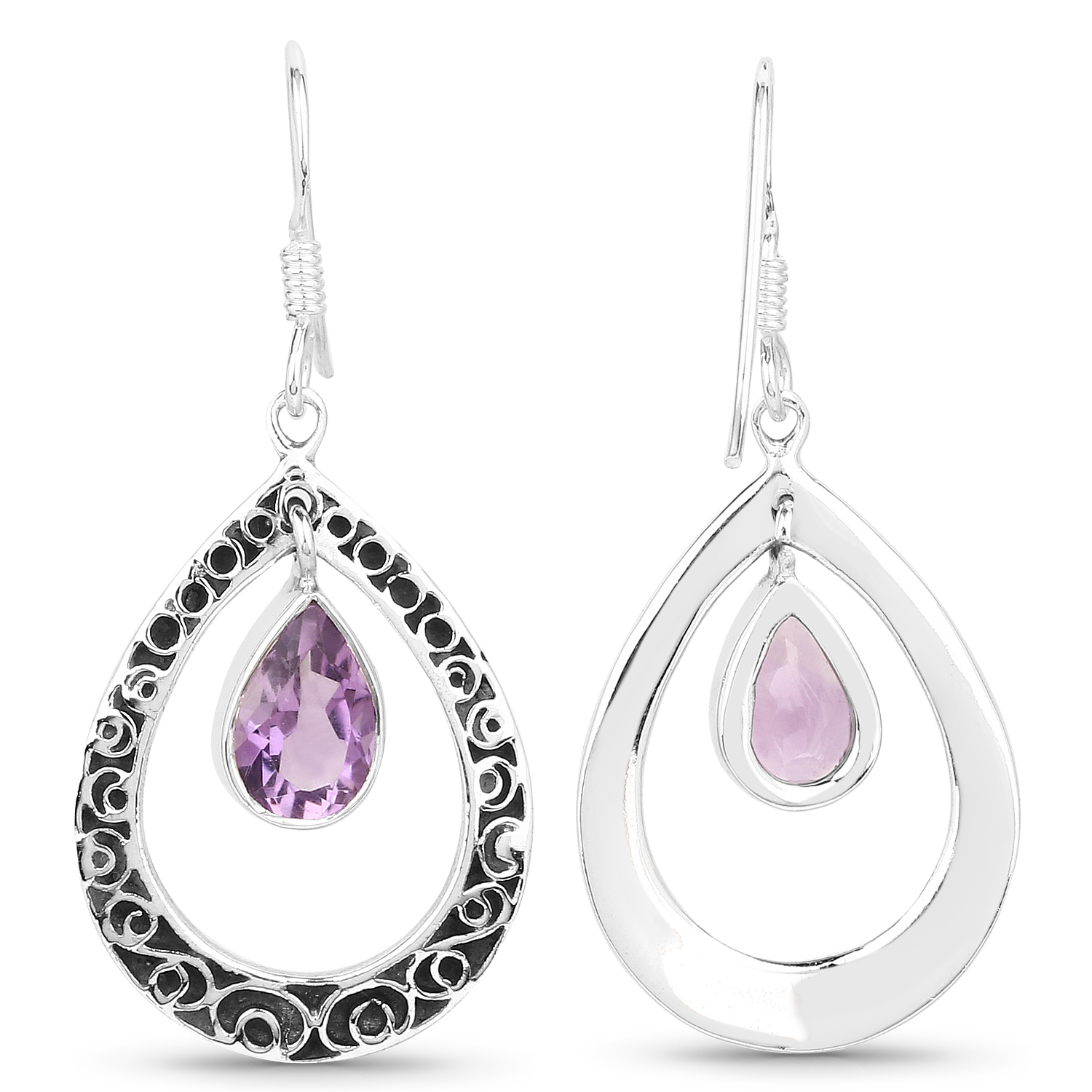 2.20 Carat Genuine Amethyst .925 Sterling Silver Earrings