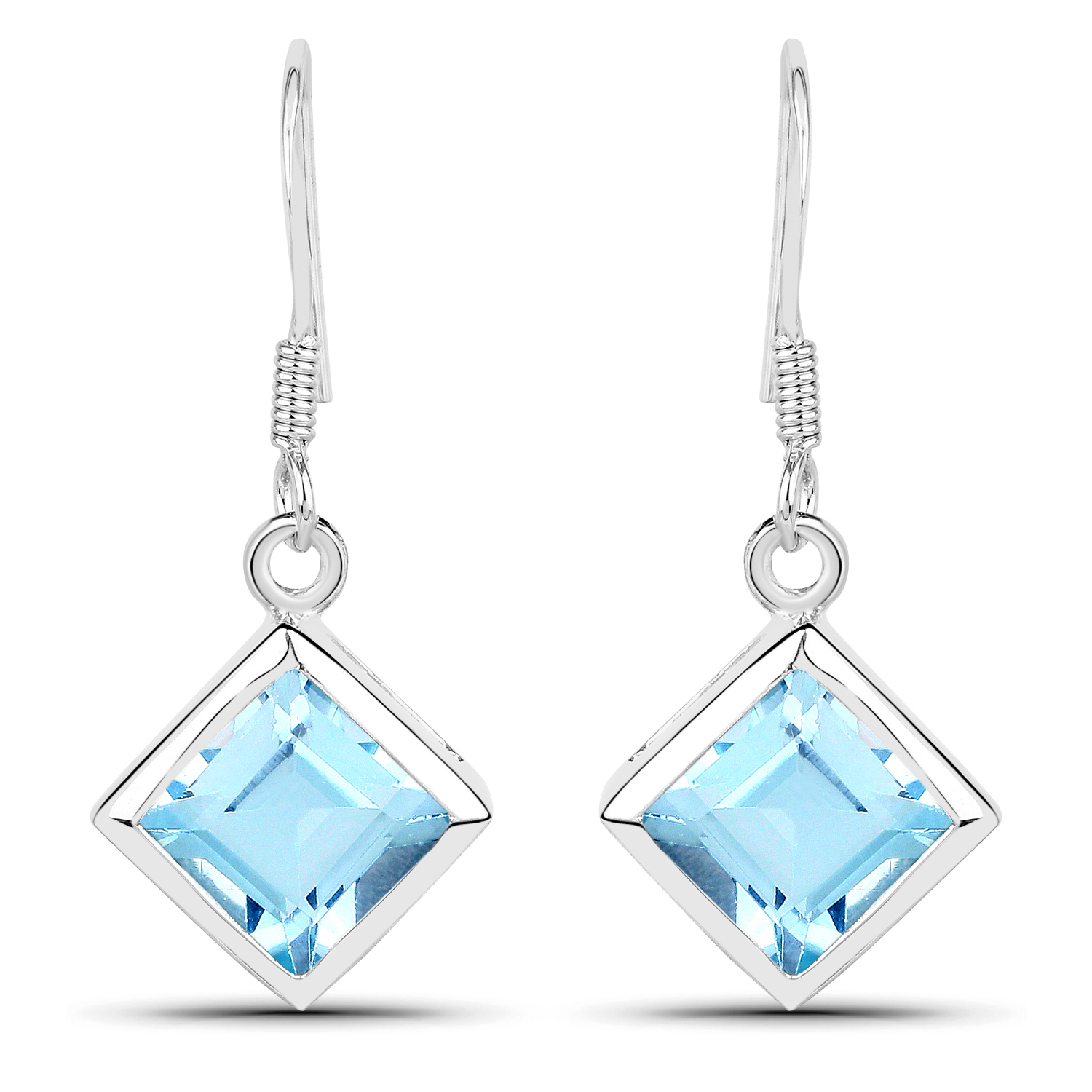 3.50 Carat Genuine Blue Topaz .925 Sterling Silver Earrings