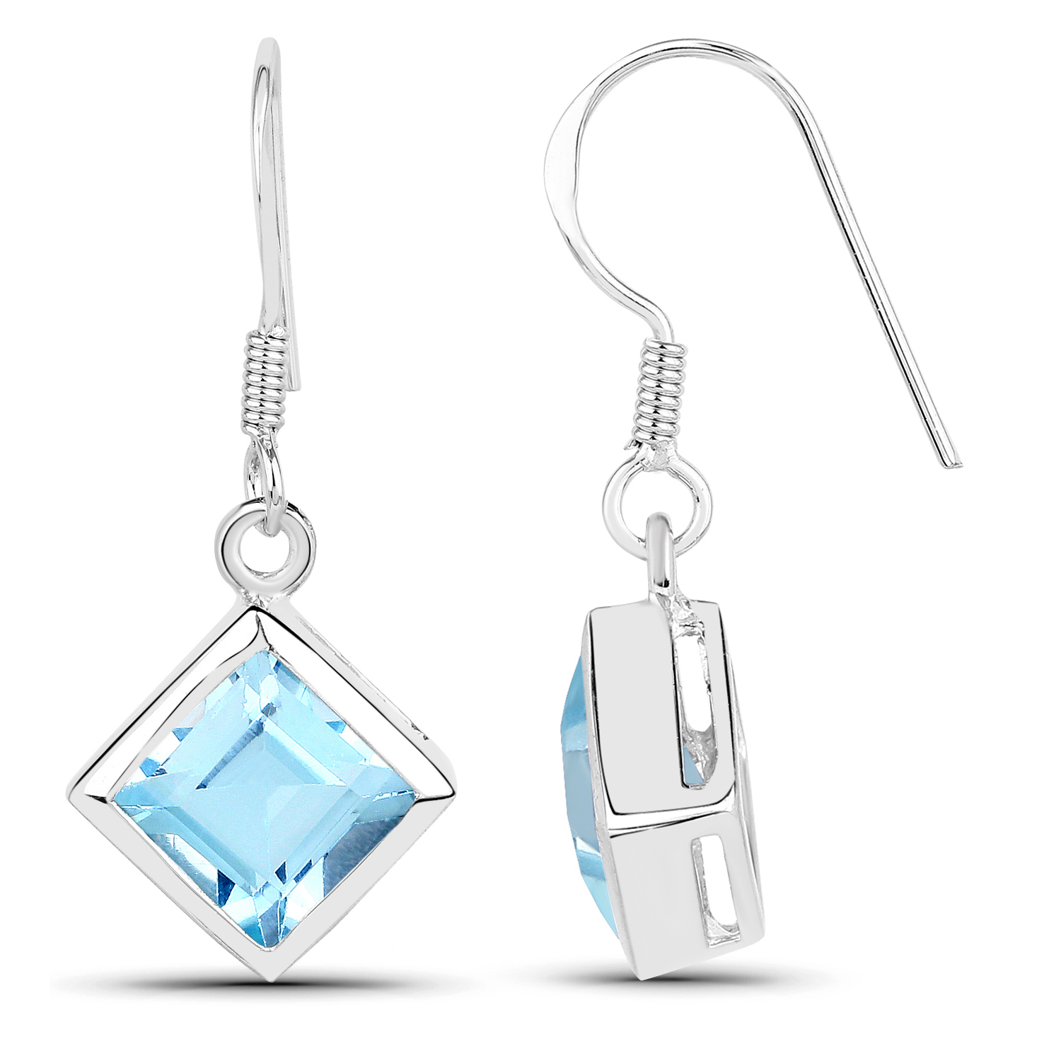 3.50 Carat Genuine Blue Topaz .925 Sterling Silver Earrings
