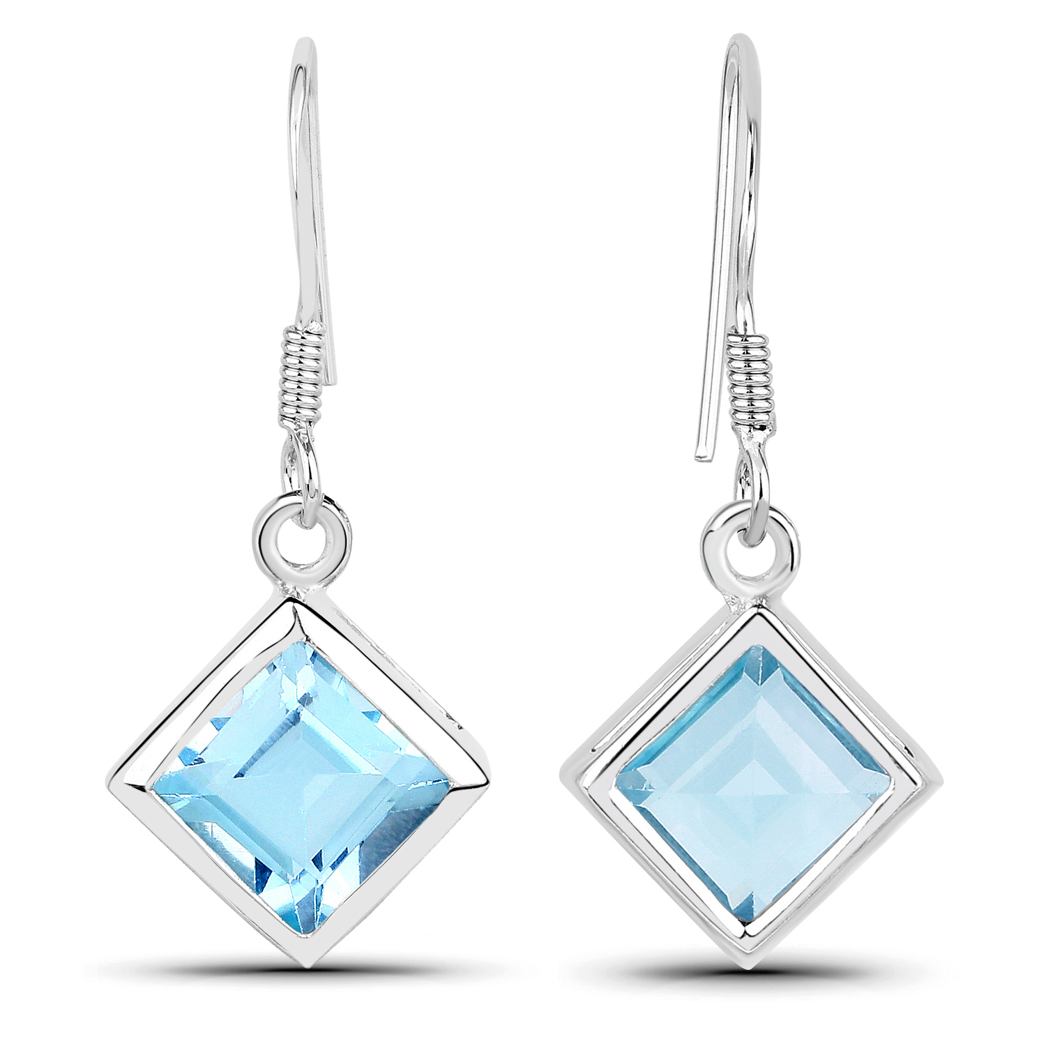 3.50 Carat Genuine Blue Topaz .925 Sterling Silver Earrings