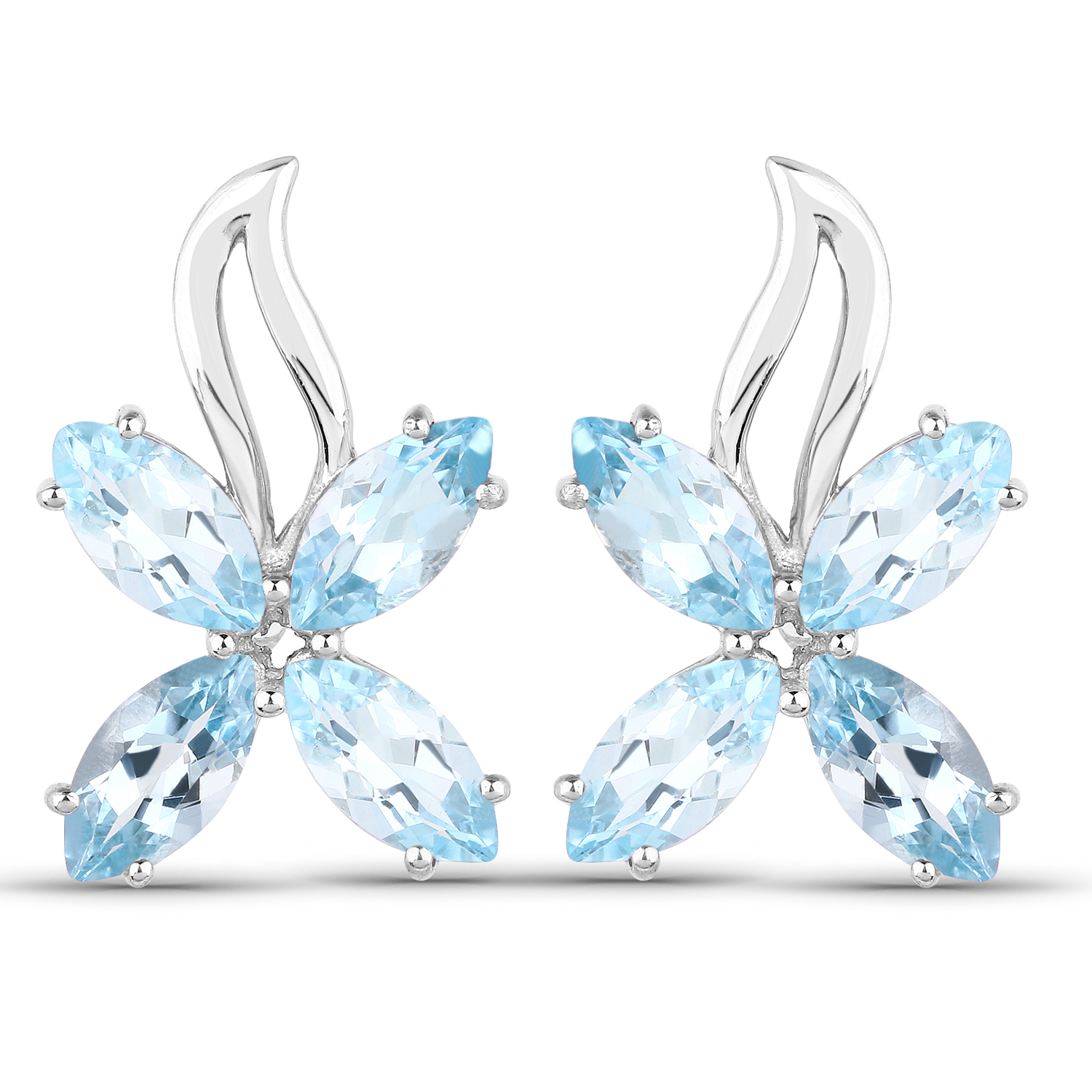 9.08 Carat Genuine Blue Topaz .925 Sterling Silver Earrings