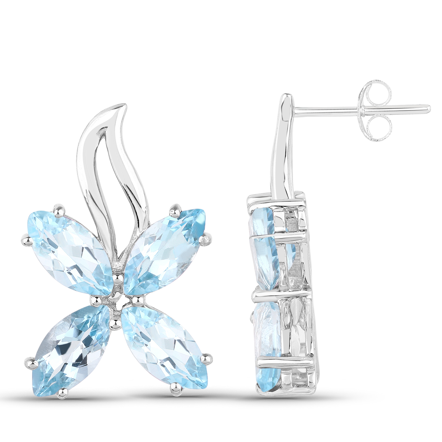 9.08 Carat Genuine Blue Topaz .925 Sterling Silver Earrings