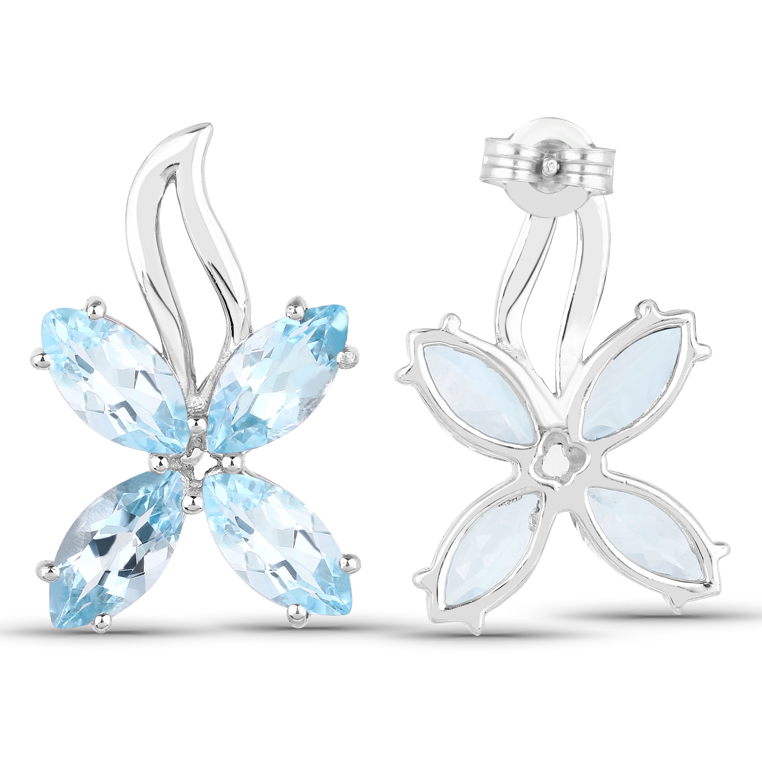 9.08 Carat Genuine Blue Topaz .925 Sterling Silver Earrings