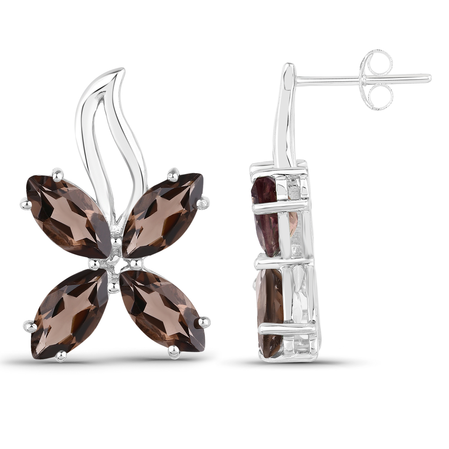 7.80 Carat Genuine Smoky Quartz .925 Sterling Silver Earrings