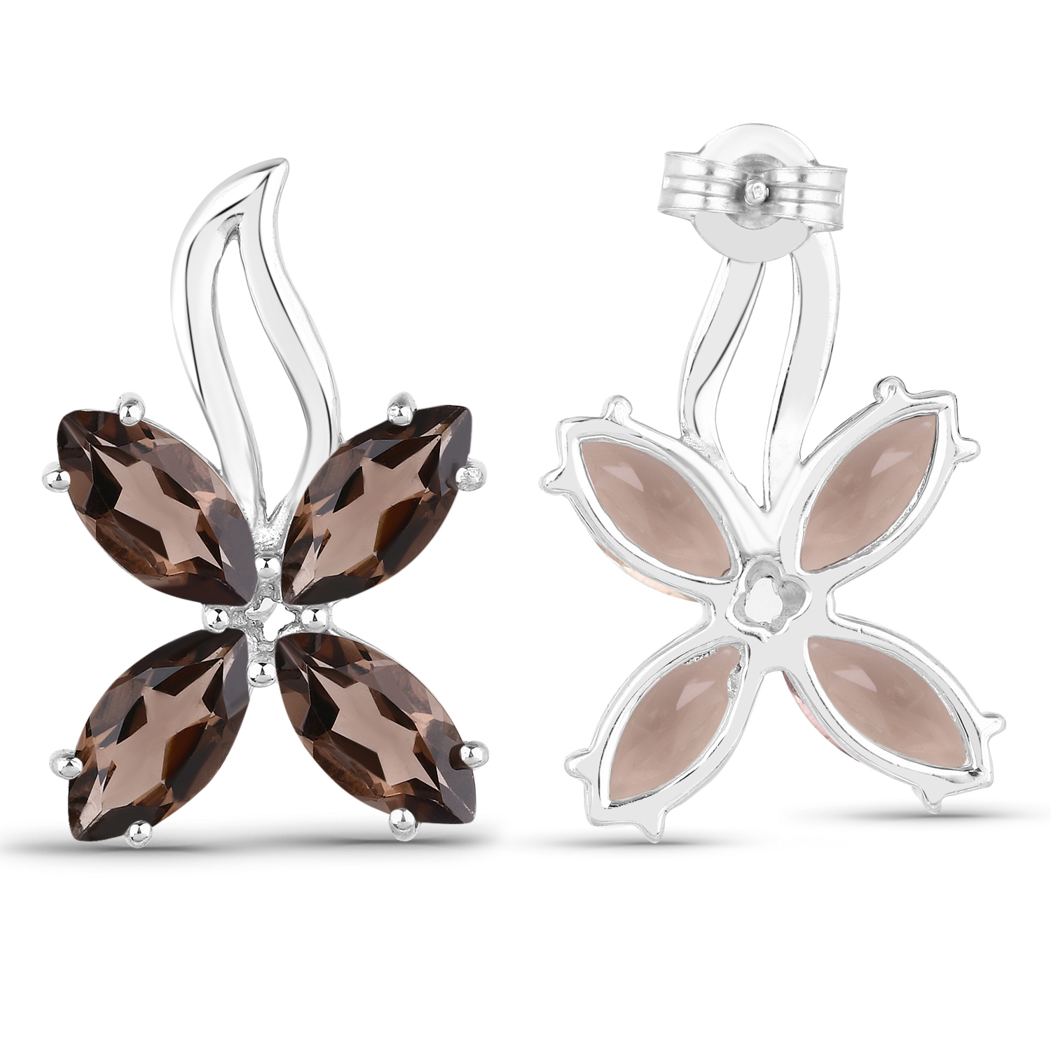 7.80 Carat Genuine Smoky Quartz .925 Sterling Silver Earrings