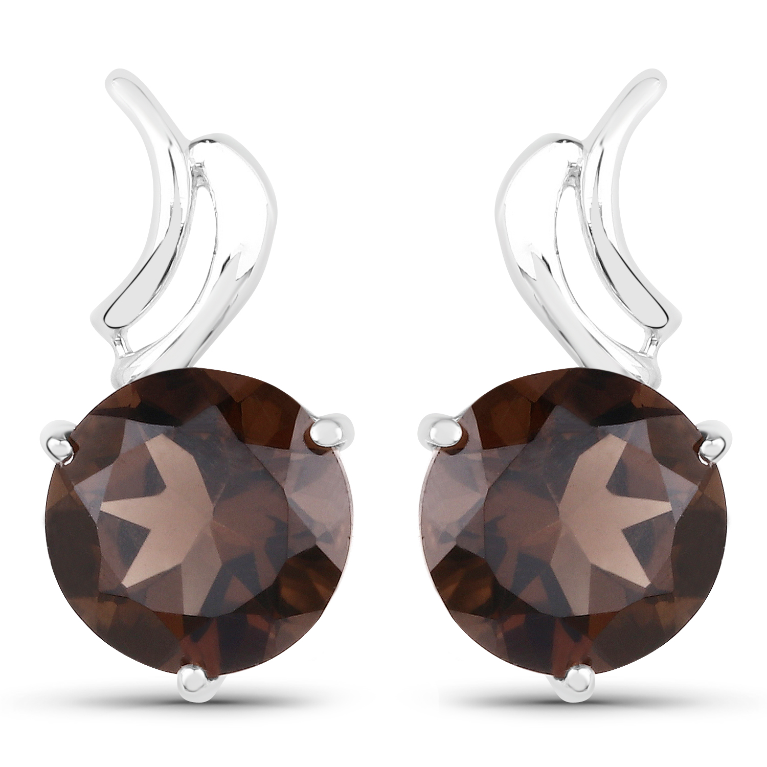 4.30 Carat Genuine Smoky Quartz .925 Sterling Silver Earrings