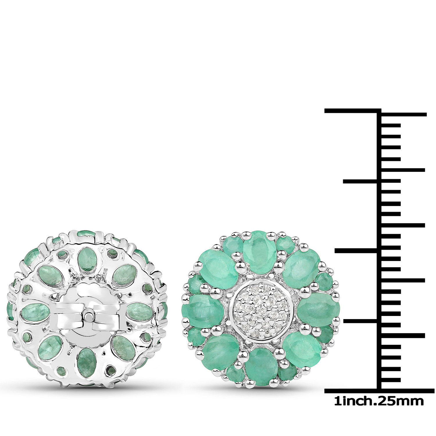 2.88 Carat Genuine Emerald and White Topaz .925 Sterling Silver Earrings