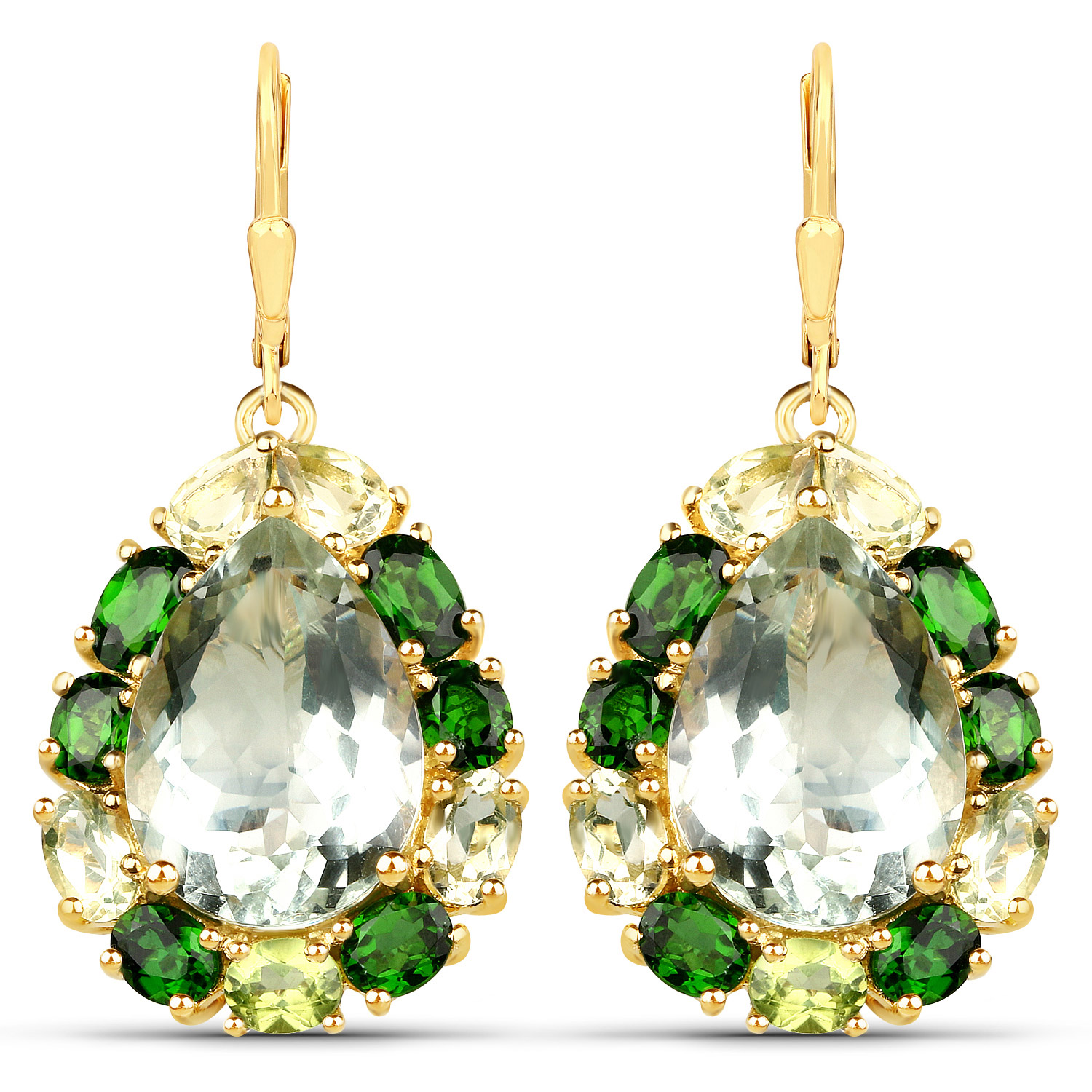 28.18 Carat Genuine Multi Stones .925 Sterling Silver Earrings