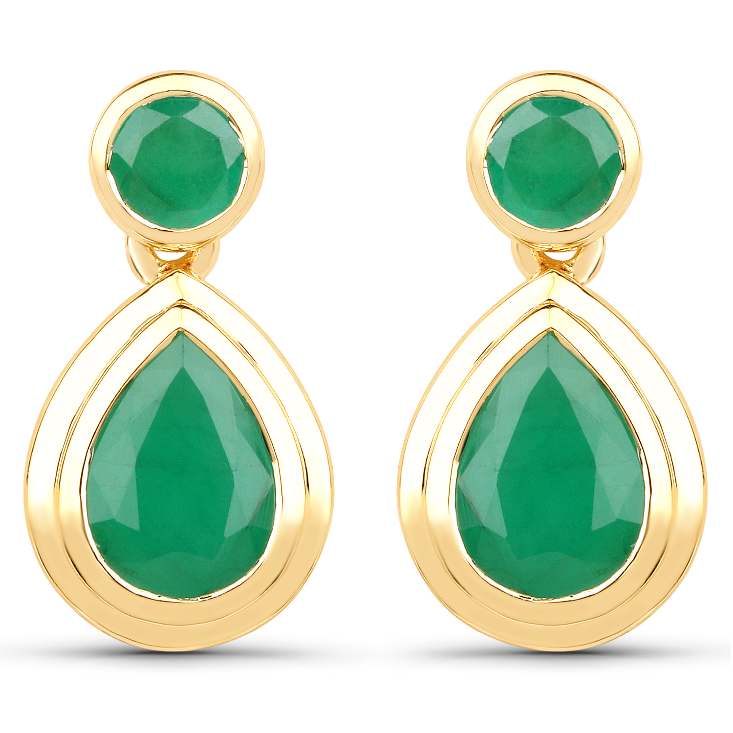 2.56 Carat Genuine Emerald 14K Yellow Gold Earrings